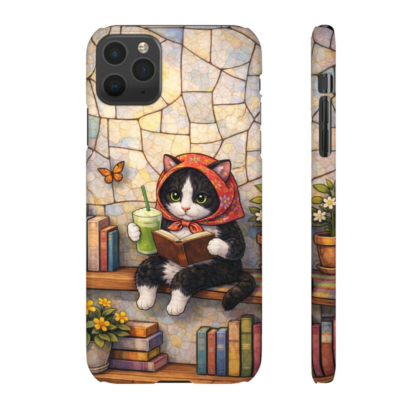 Babushka Cat Reads, Tuxedo Cat Literary Snap Phone Case