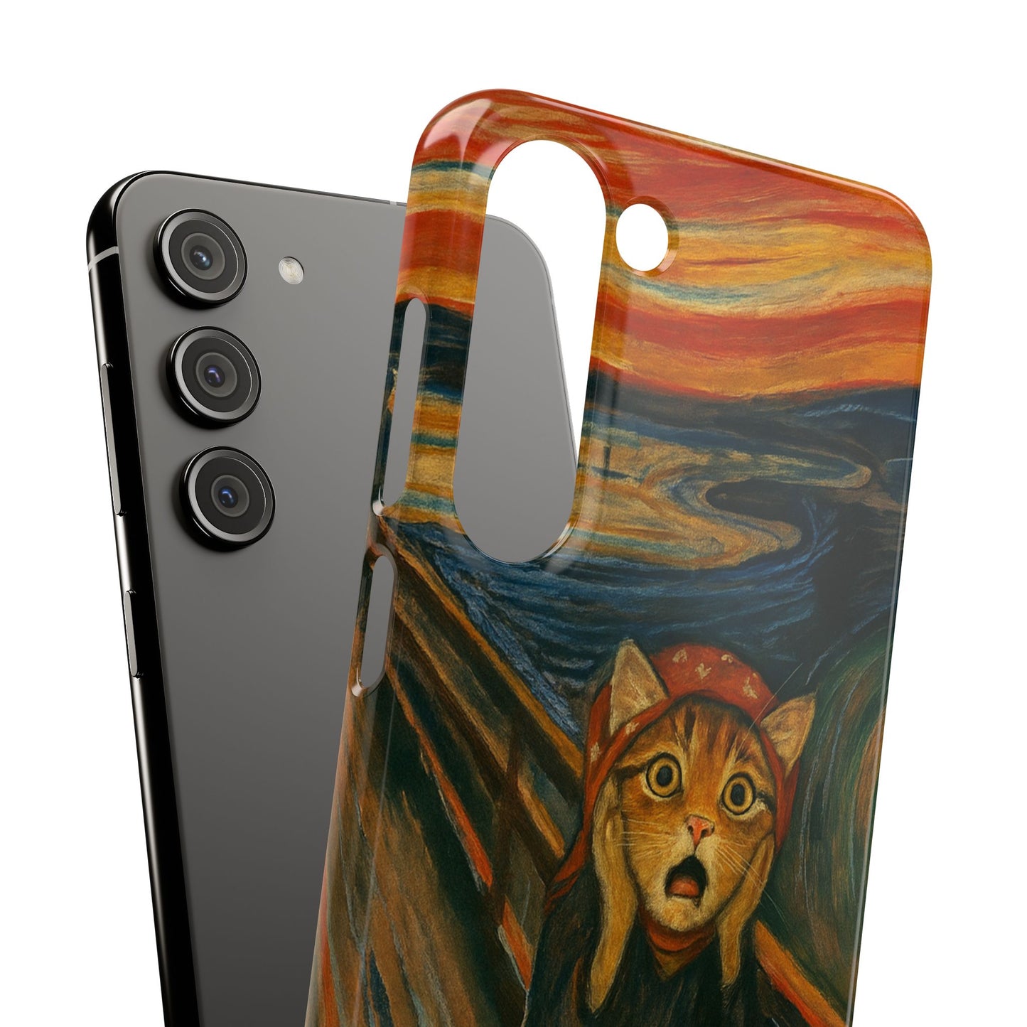 Babushka Cat x Edvard Munch The Scream Parody Art Snap Case