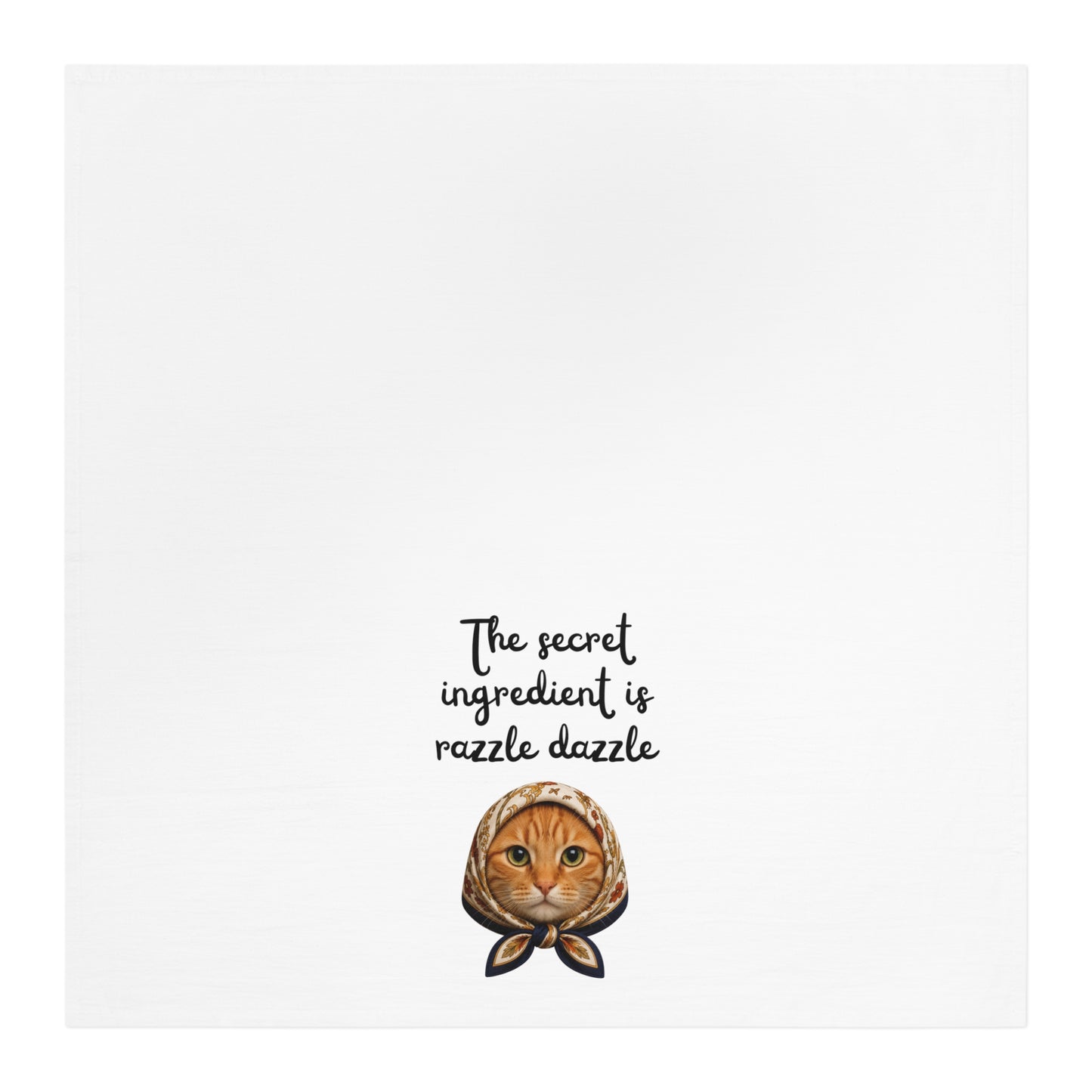 Babushka Cat Orange Tabby Cat Tea Towel