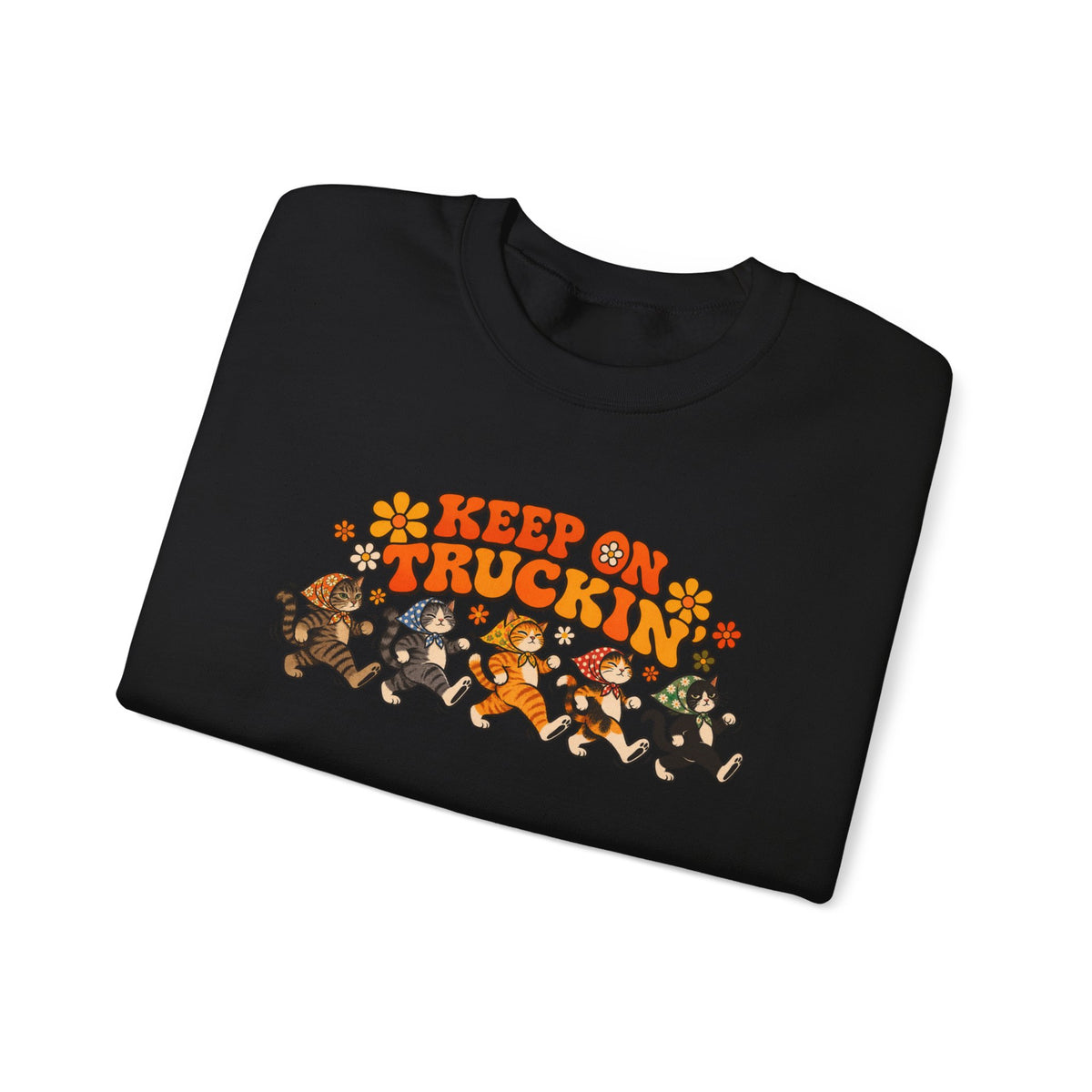 Babushka Cat Keep on Truckin' Unisex Heavy Blend™ Crewneck Sweatshirt