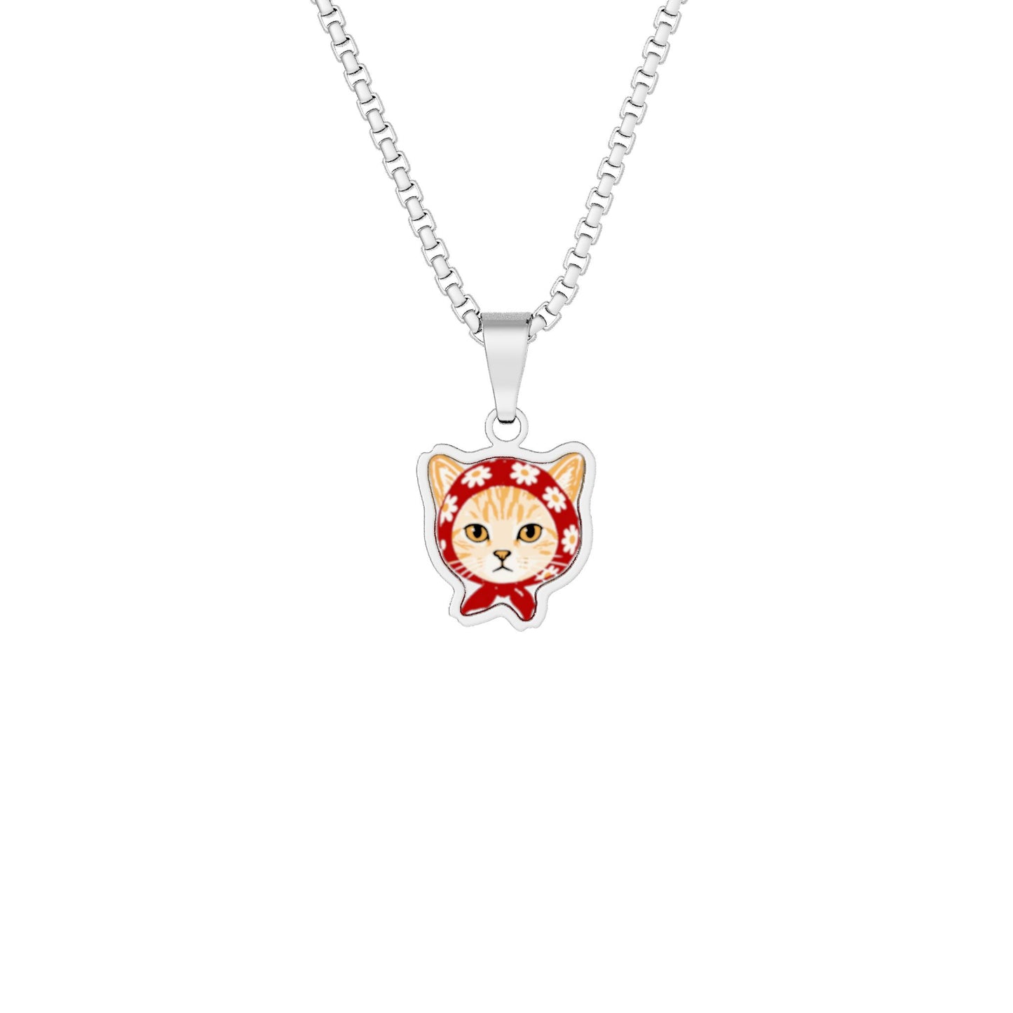 Babushka Cat Orange Tabby Cat Photo Pendant