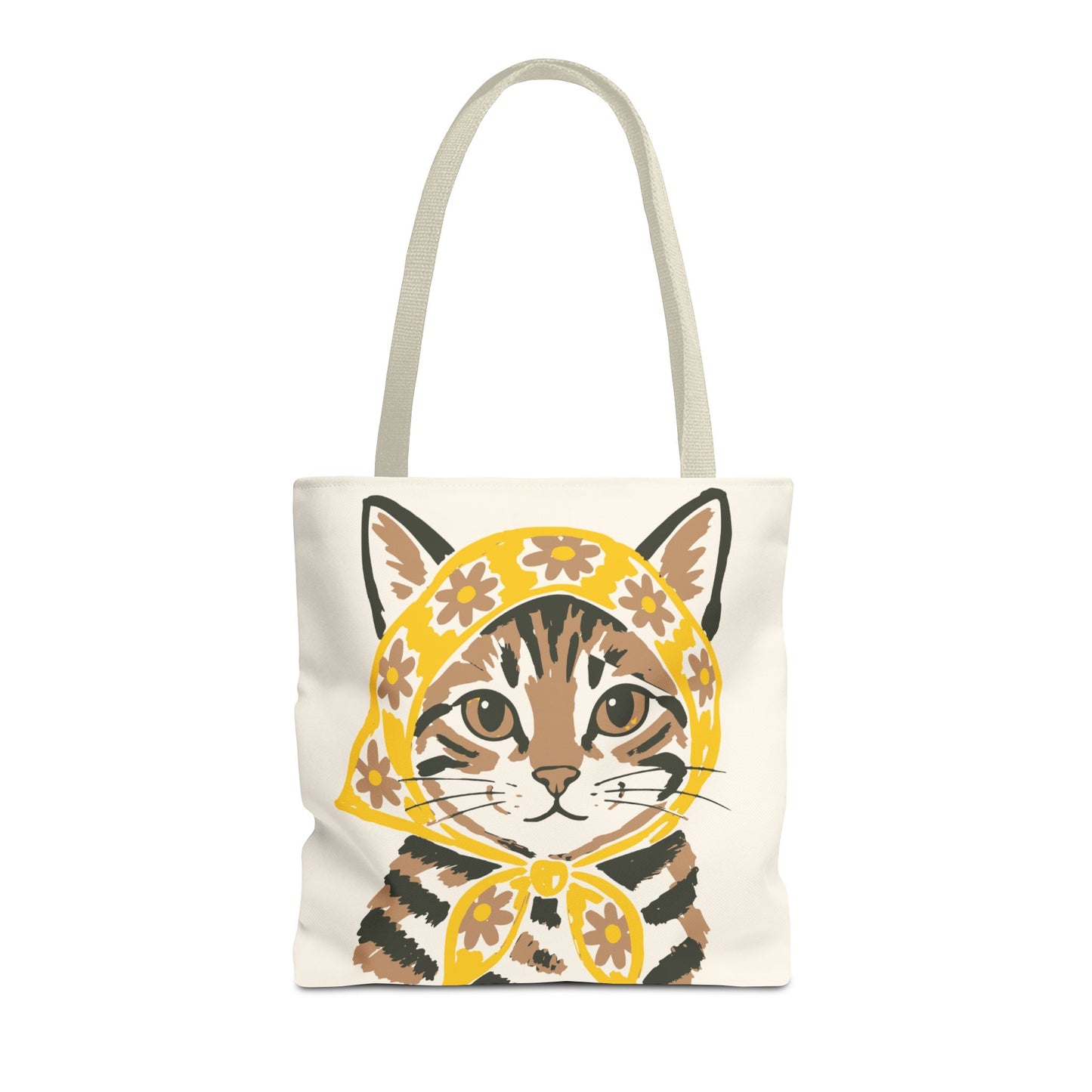 Babushka Cat, Tabby Cat Tote Bag (AOP)