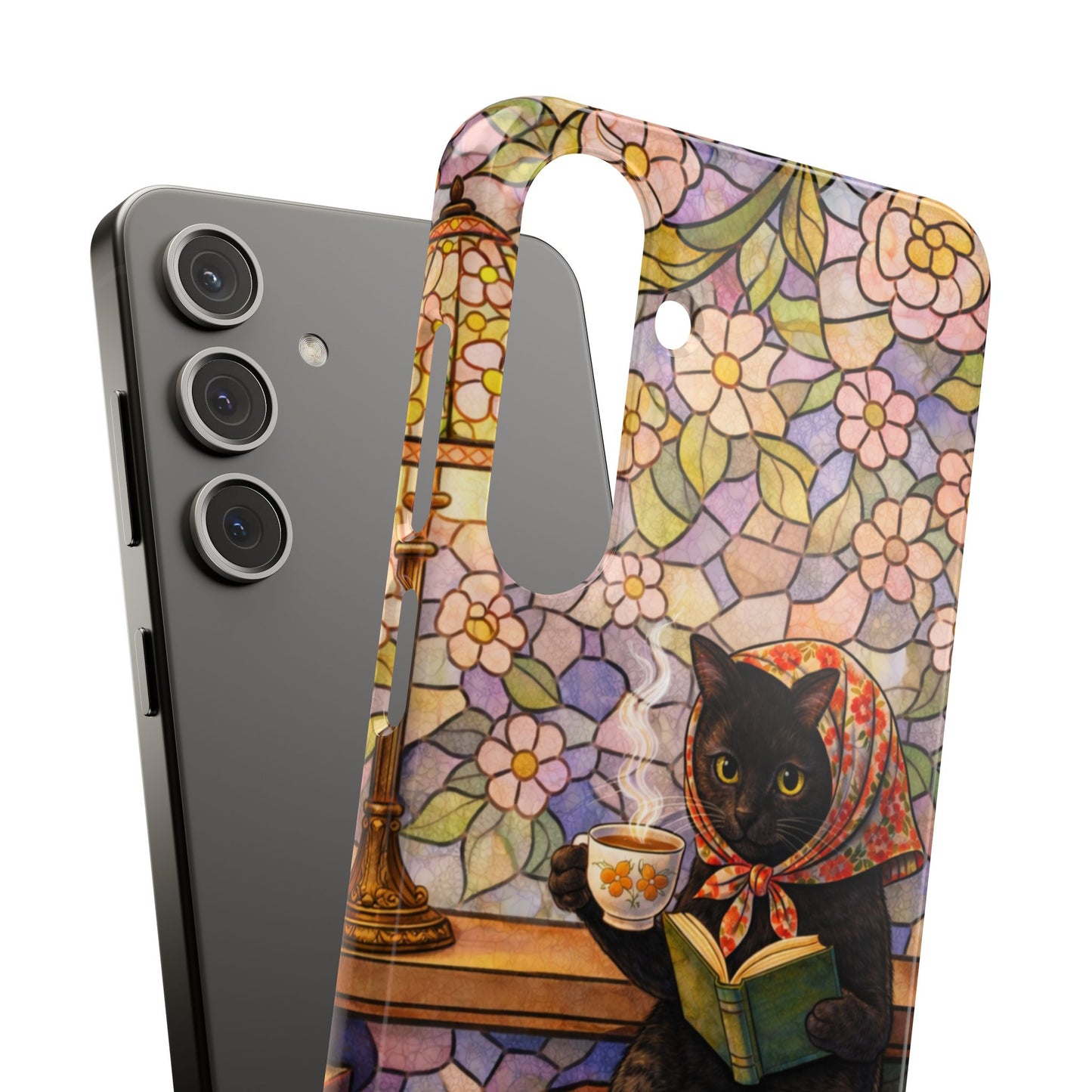 Babushka Cat Reads Artistic Literary Snap Phone Cases
