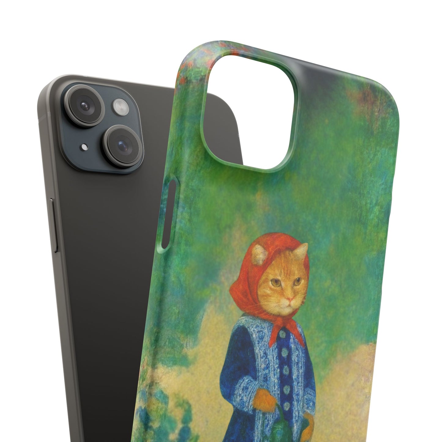 Babushka Cat With a Watering Can x Renoir Funny Art  Slim Phone Case