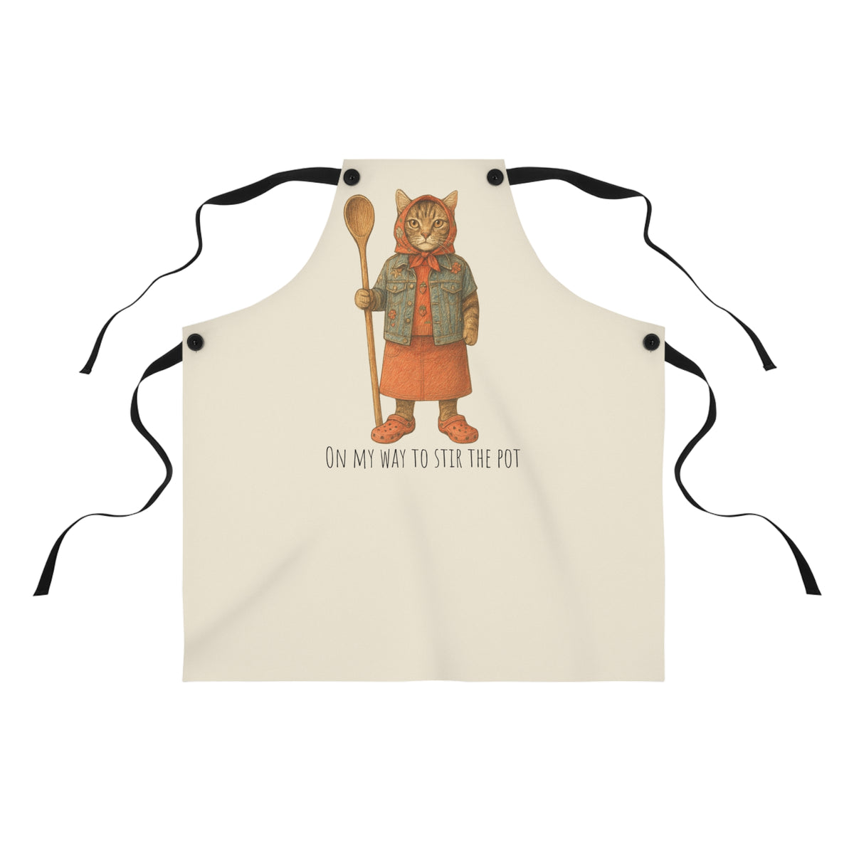 Babushka Cat-Stir the Pot Funny Cat Lover Apron