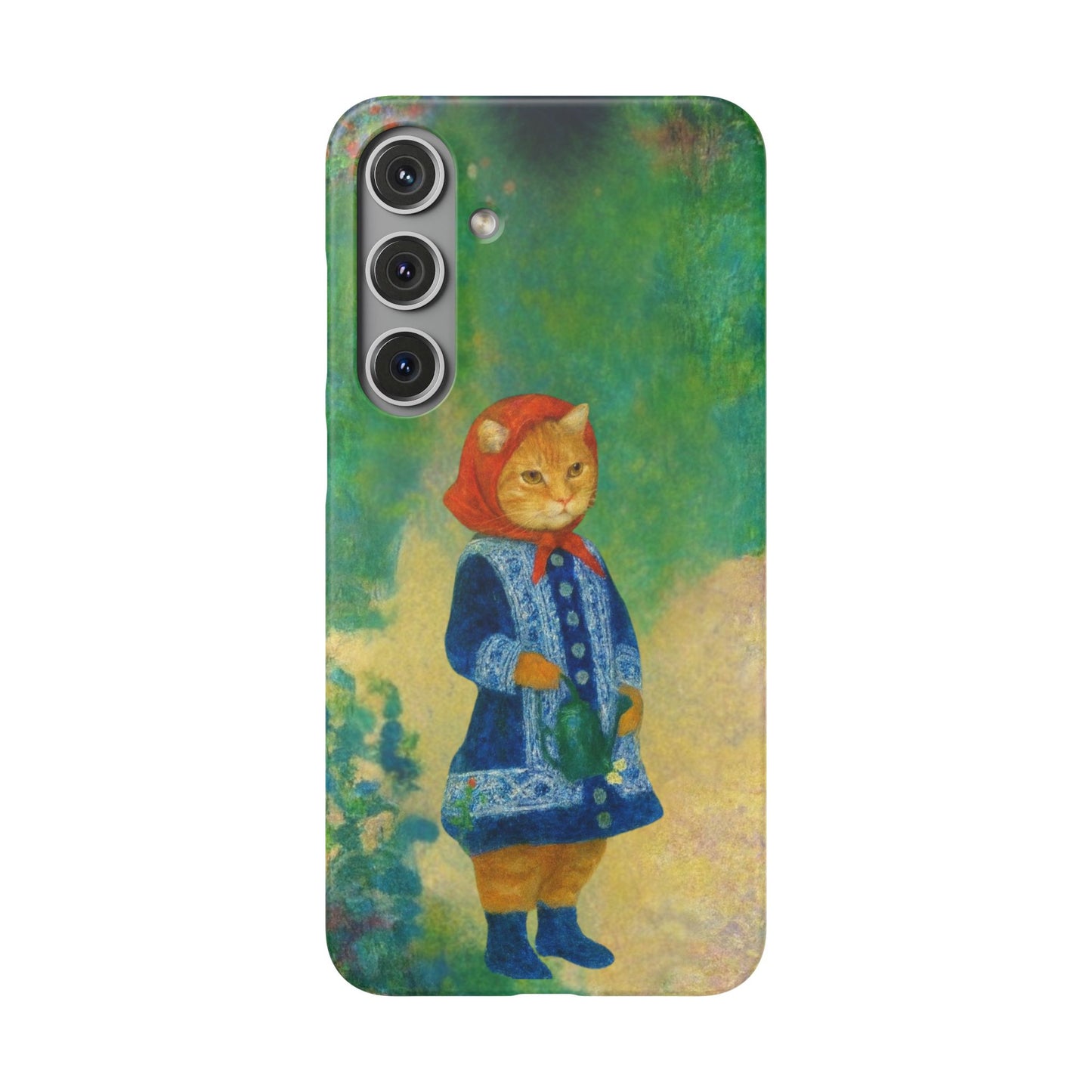 Babushka Cat With a Watering Can x Renoir Funny Art  Slim Phone Case