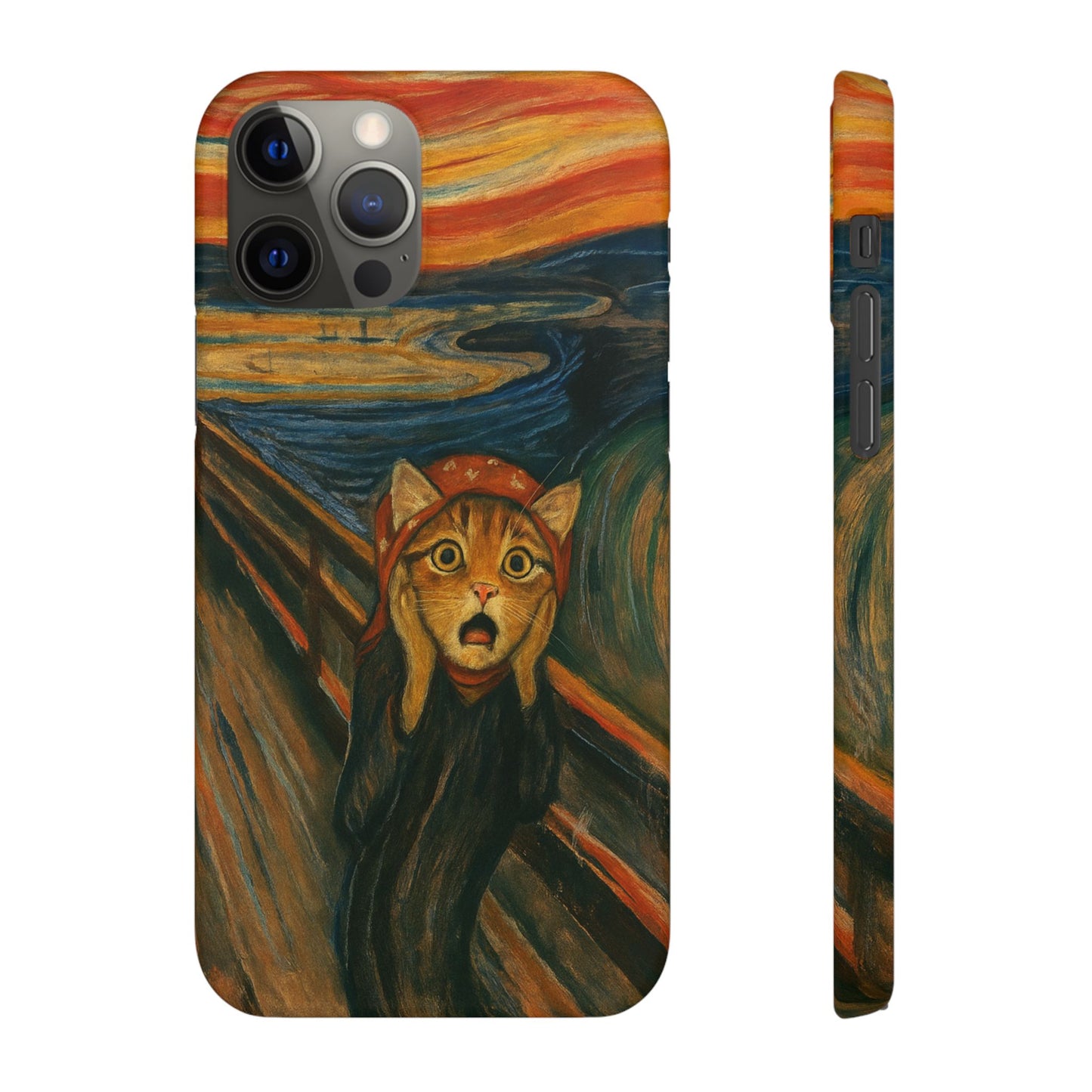 Babushka Cat x Edvard Munch The Scream Parody Art Snap Case