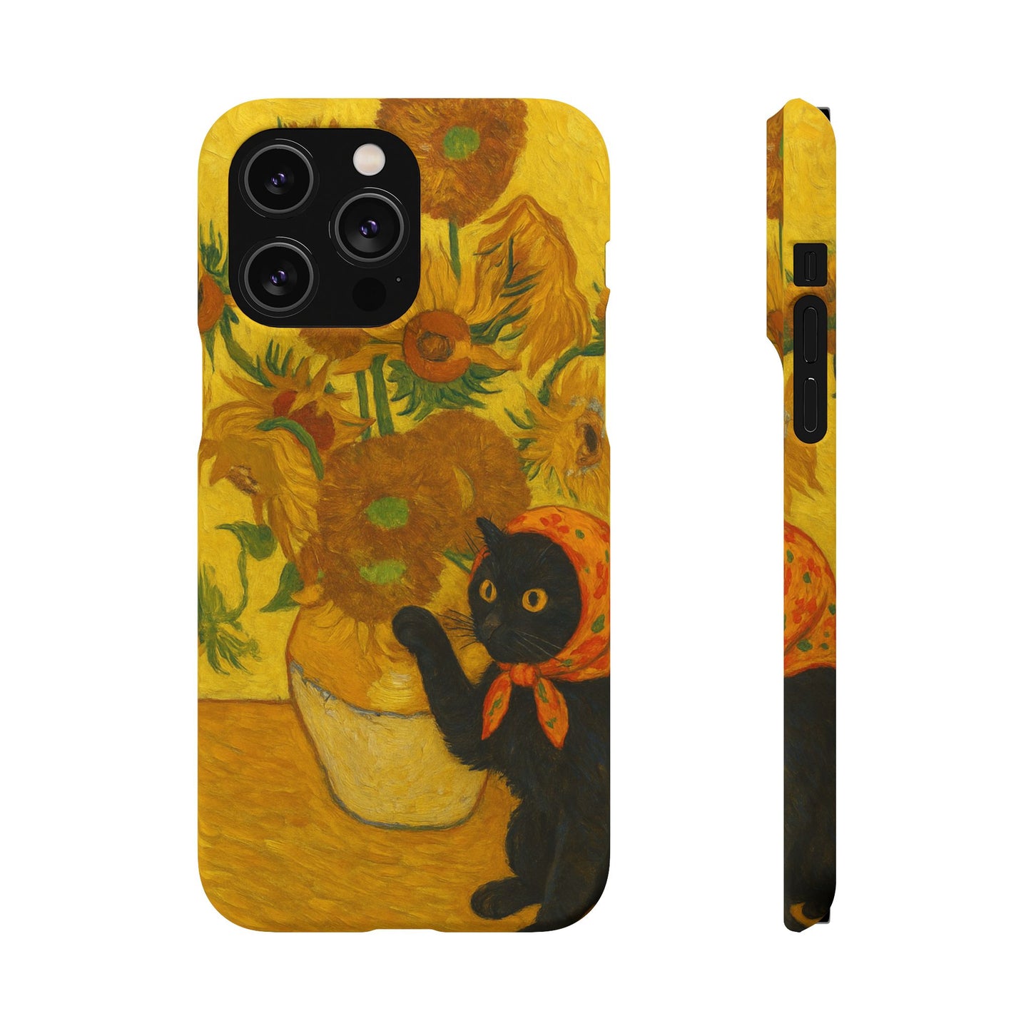 Babushka Cat Van Gogh Sunflowers Snap Phone Case
