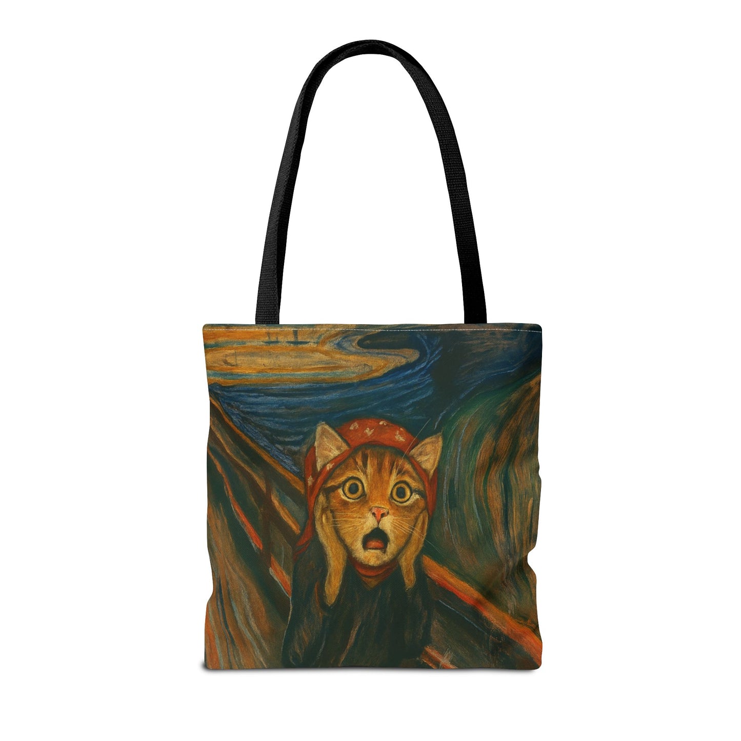 Babushka Cat-Black Cat Art Parody -The Scream-Tote Bag