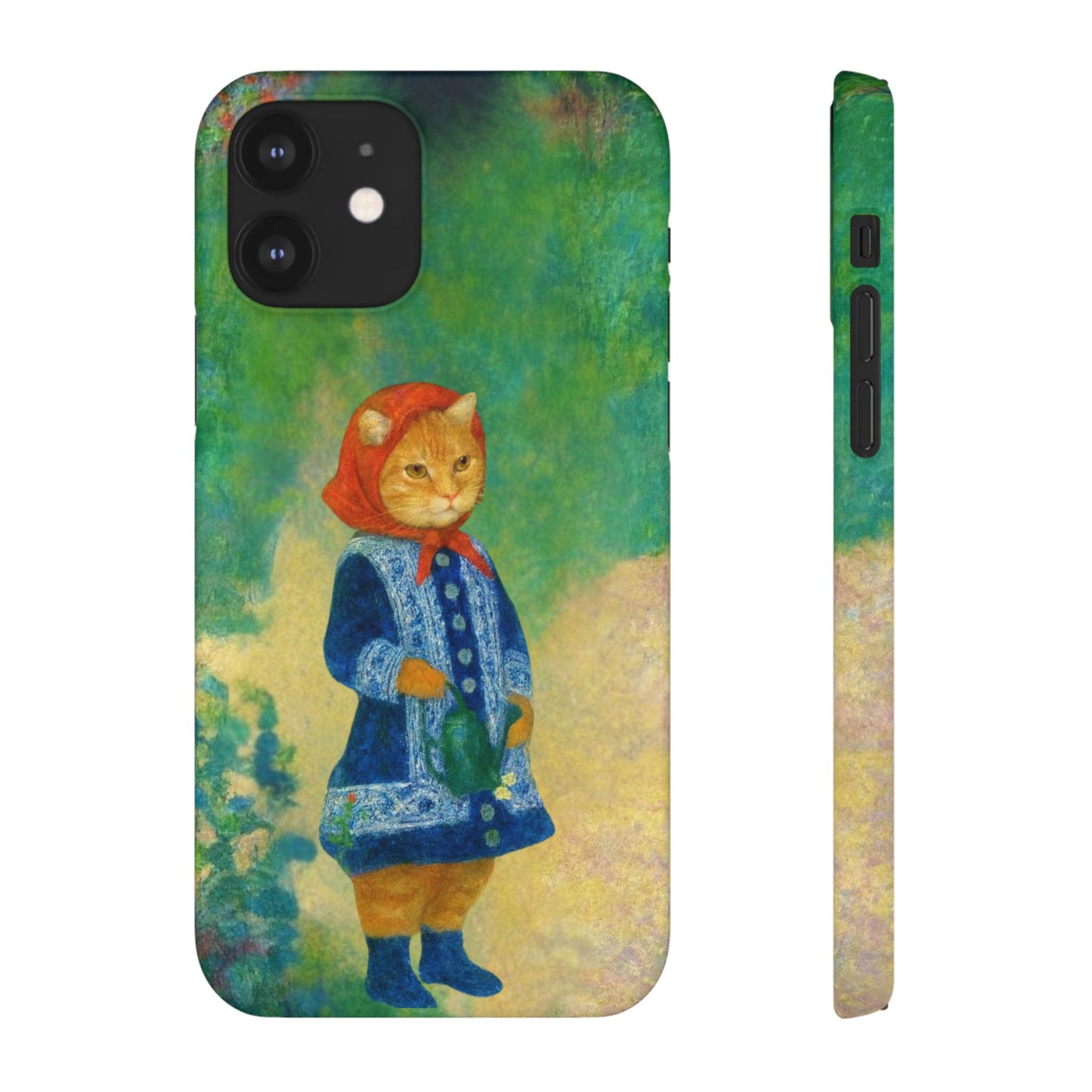 Babushka Cat With a Watering Can x Renoir Funny Art  Slim Phone Case