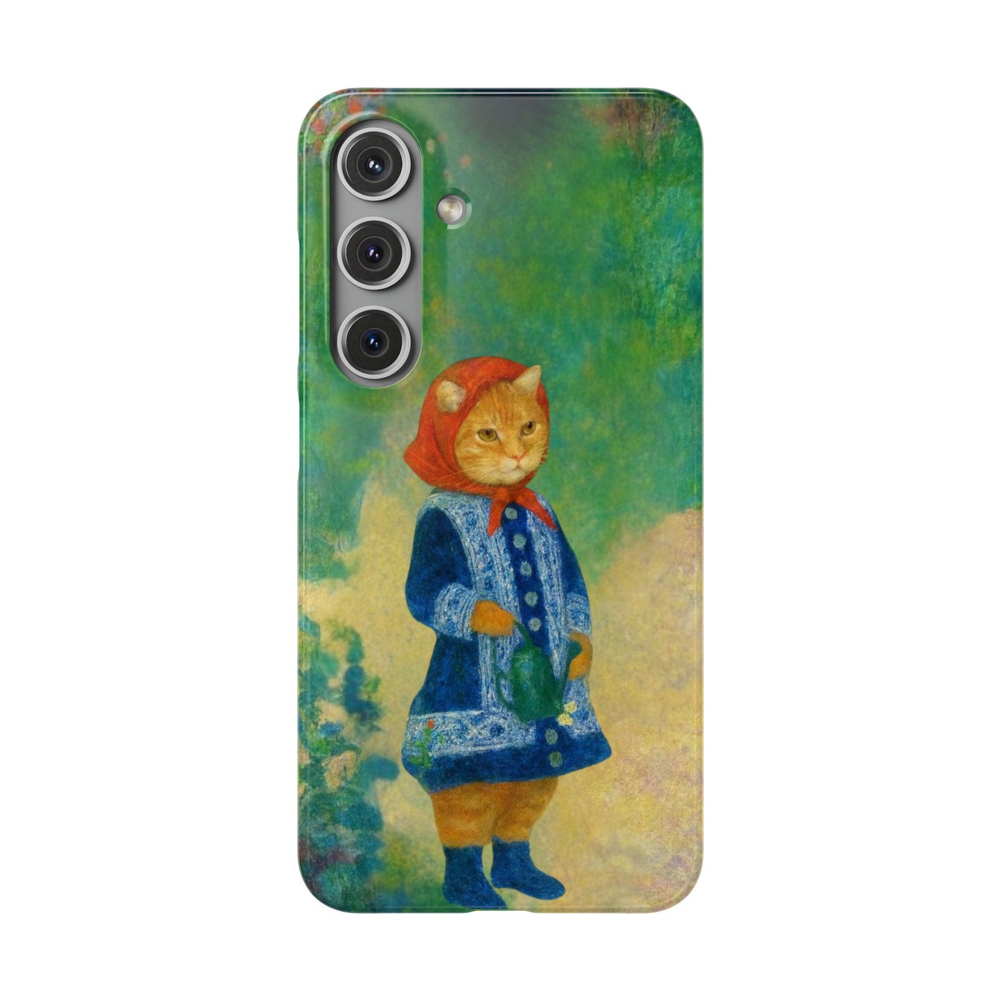 Babushka Cat With a Watering Can x Renoir Funny Art  Slim Phone Case