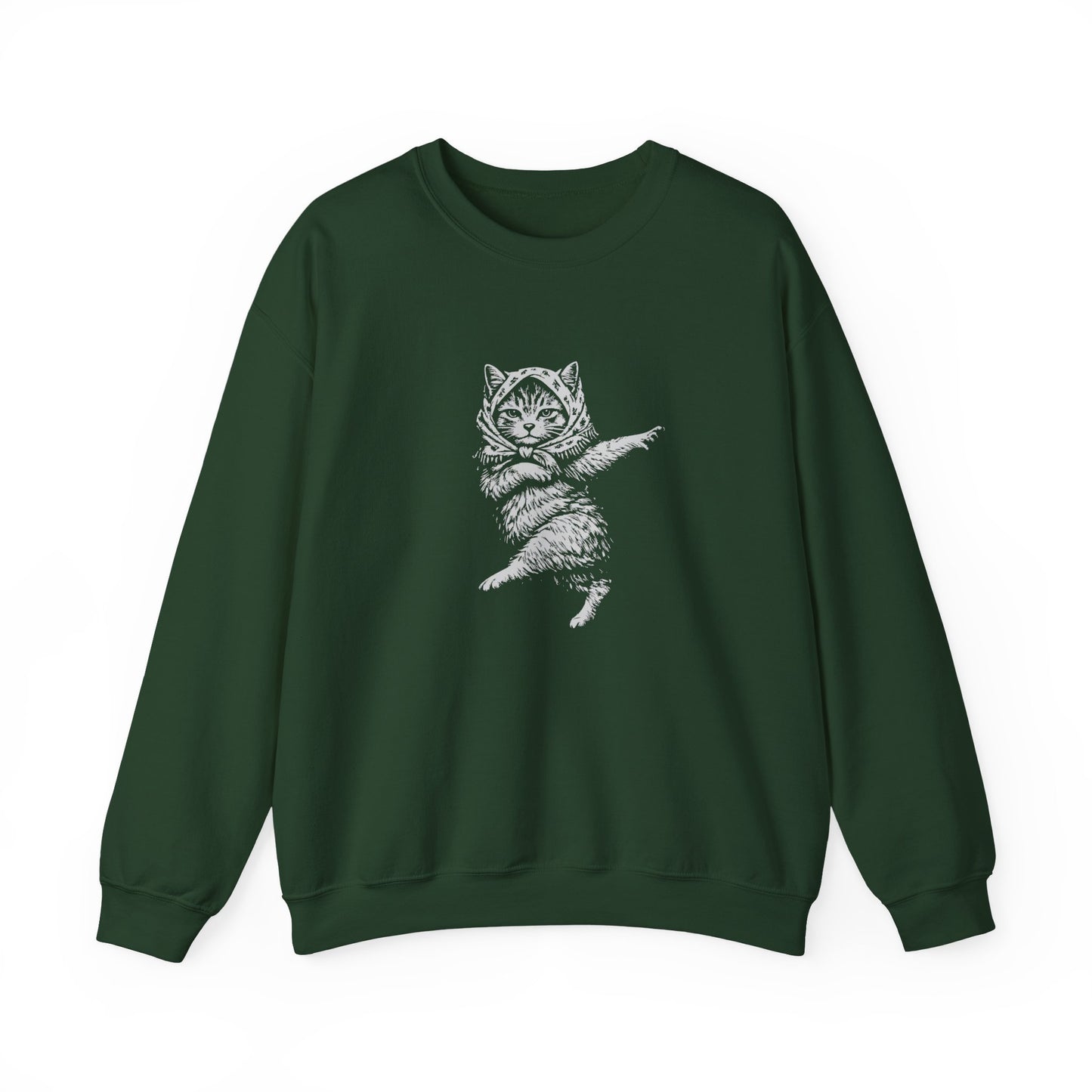 Babushka Cat Linocut Sweatshirt Unisex Heavy Blend™