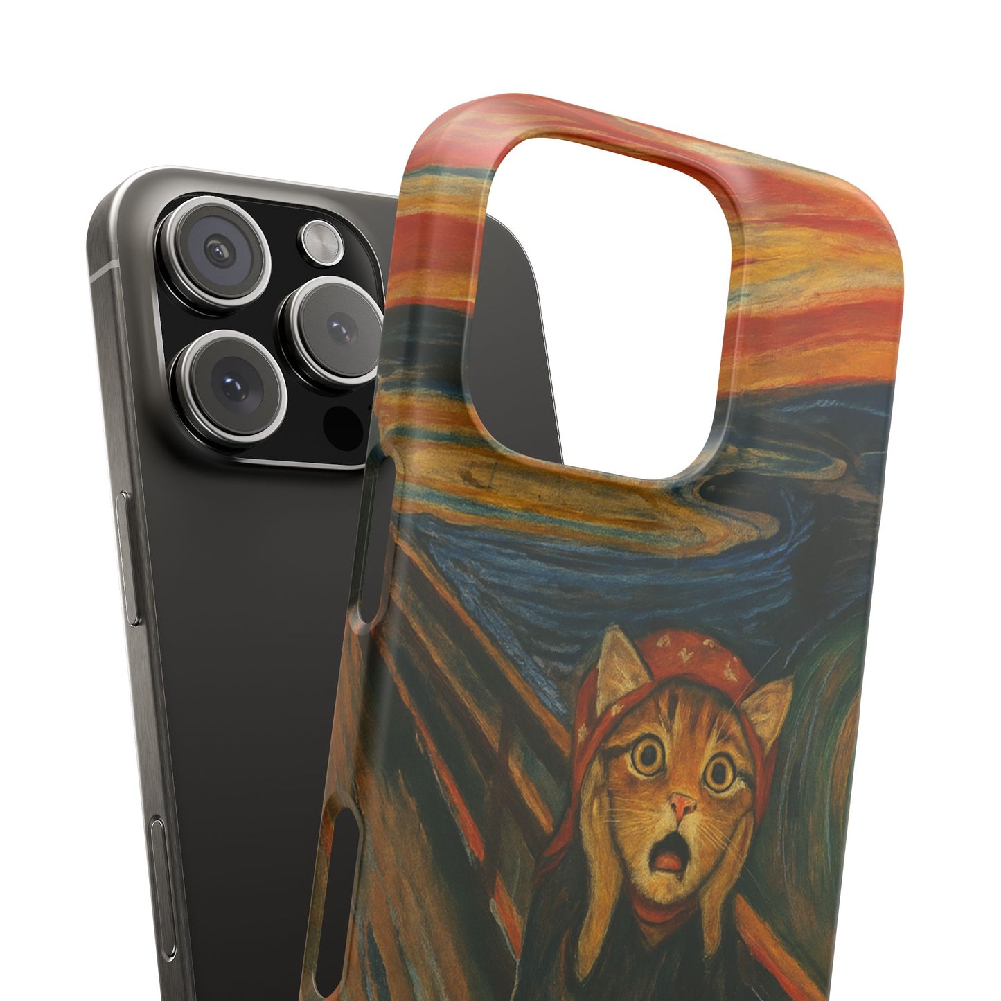 Babushka Cat x Edvard Munch The Scream Parody Art Snap Case