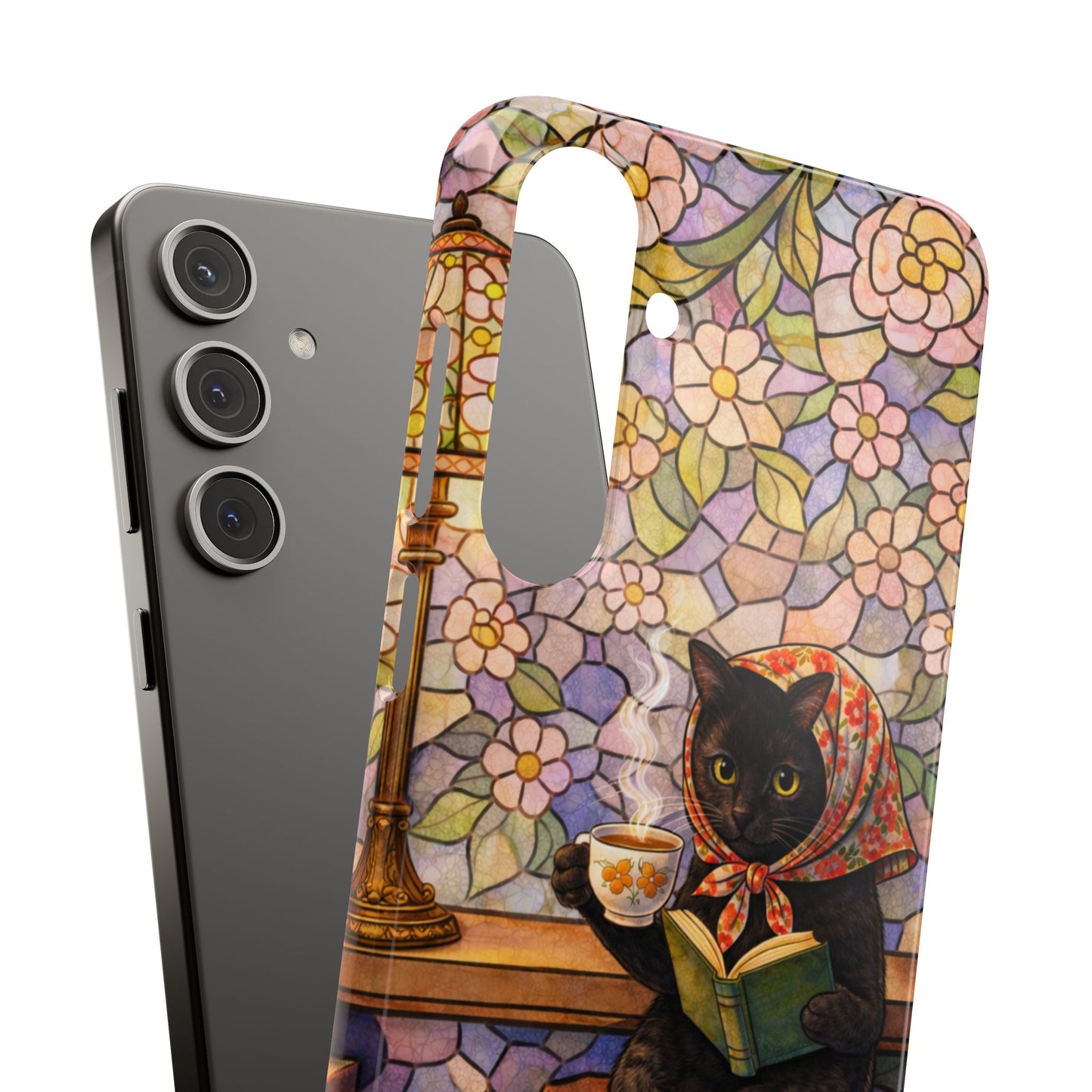 Babushka Cat Reads Artistic Literary Snap Phone Cases