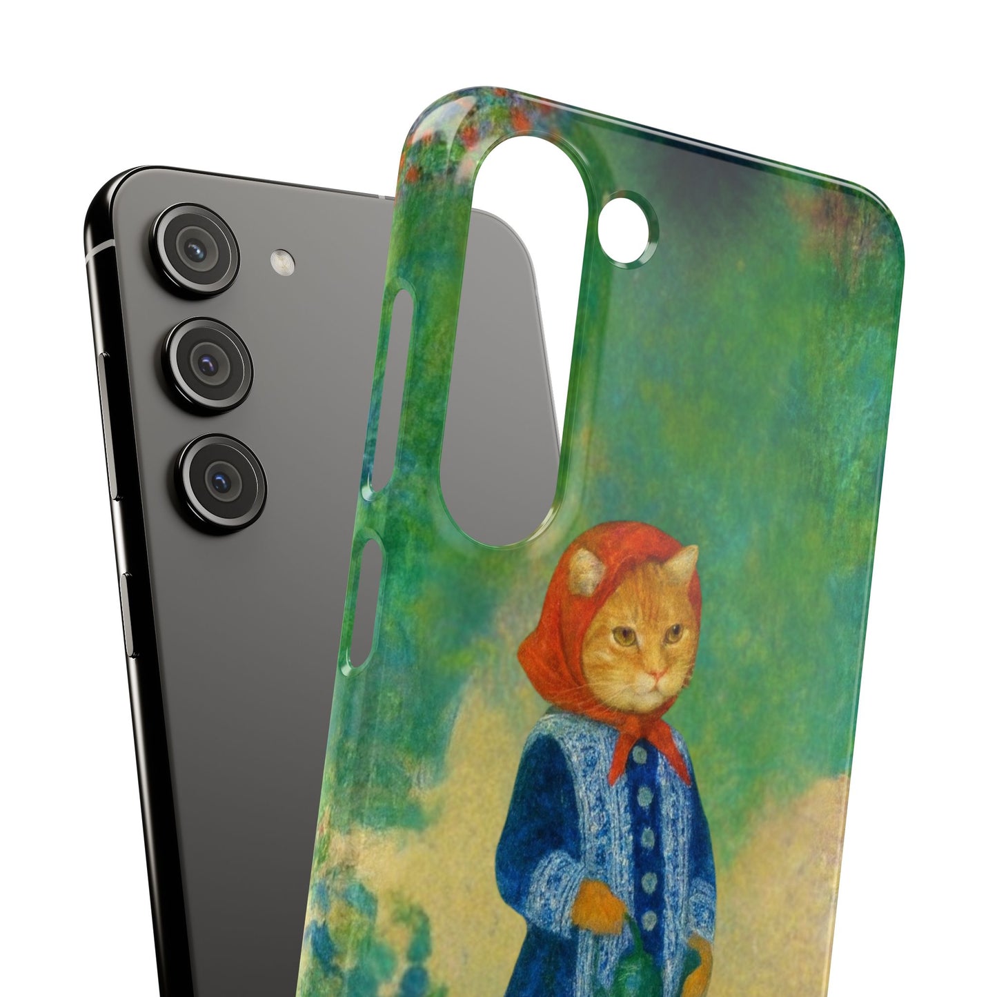 Babushka Cat With a Watering Can x Renoir Funny Art  Slim Phone Case
