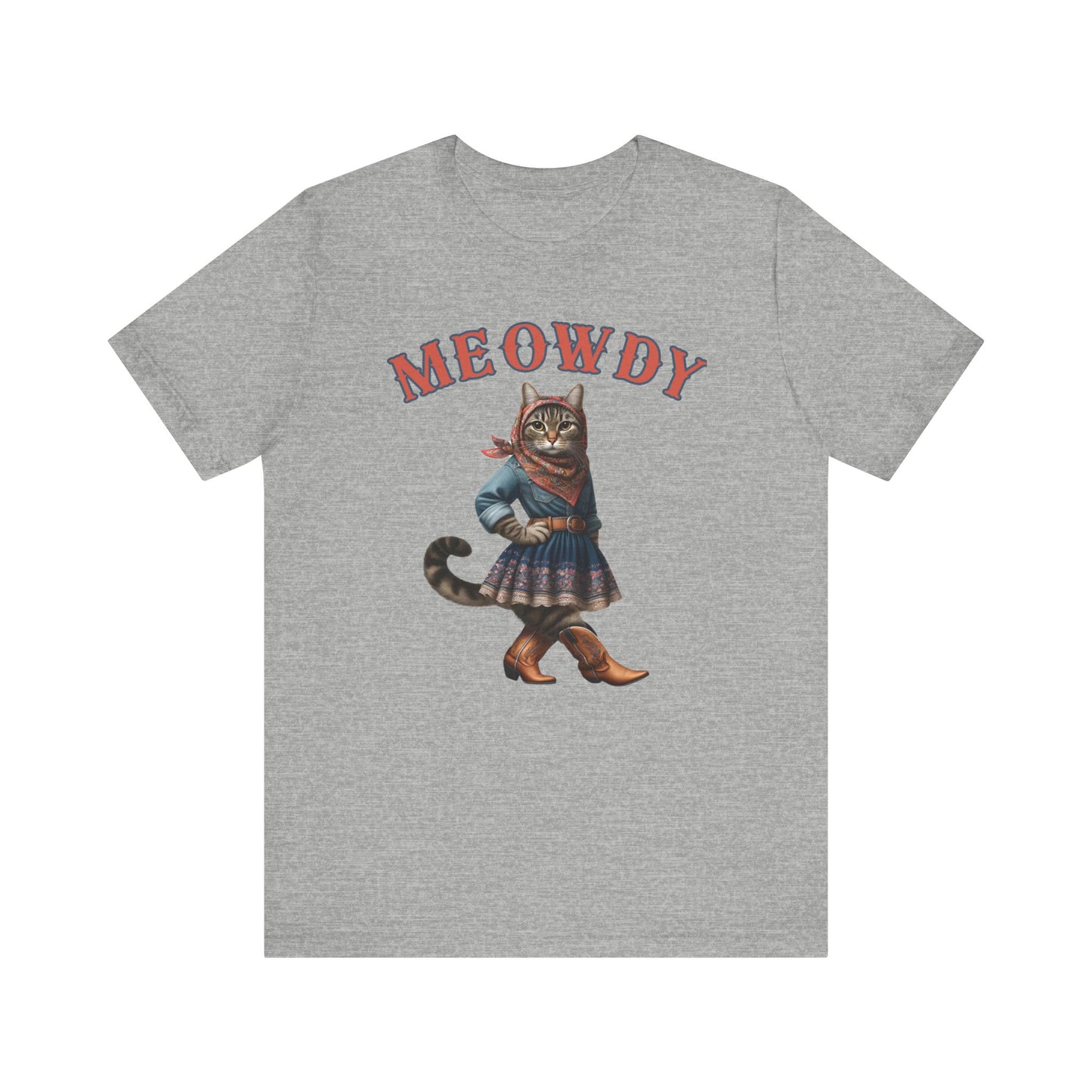 Babushka Cat Goes Country, Tabby Cowgirl Unisex Jersey Short Sleeve Tee