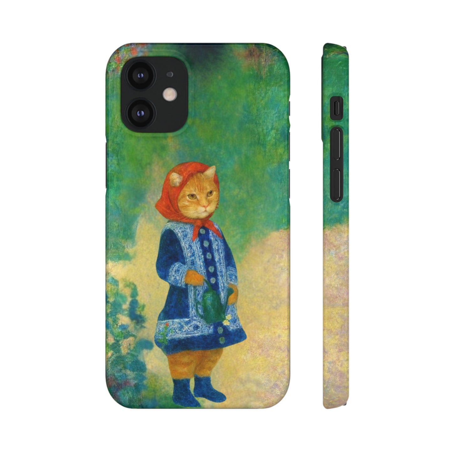 Babushka Cat With a Watering Can x Renoir Funny Art  Slim Phone Case