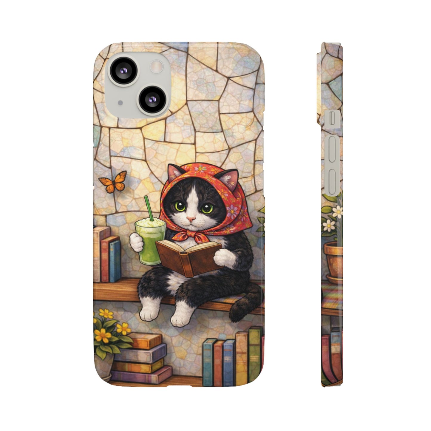 Babushka Cat Reads, Tuxedo Cat Literary Snap Phone Case