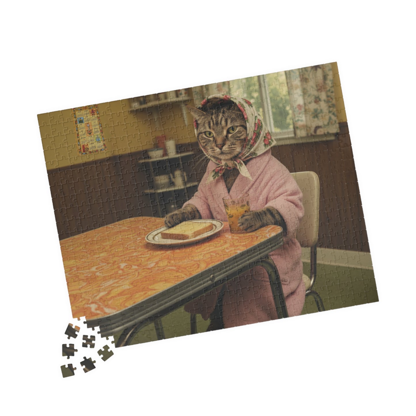 Babushka Cat Vintage Breakfast Scene (520 Piece)