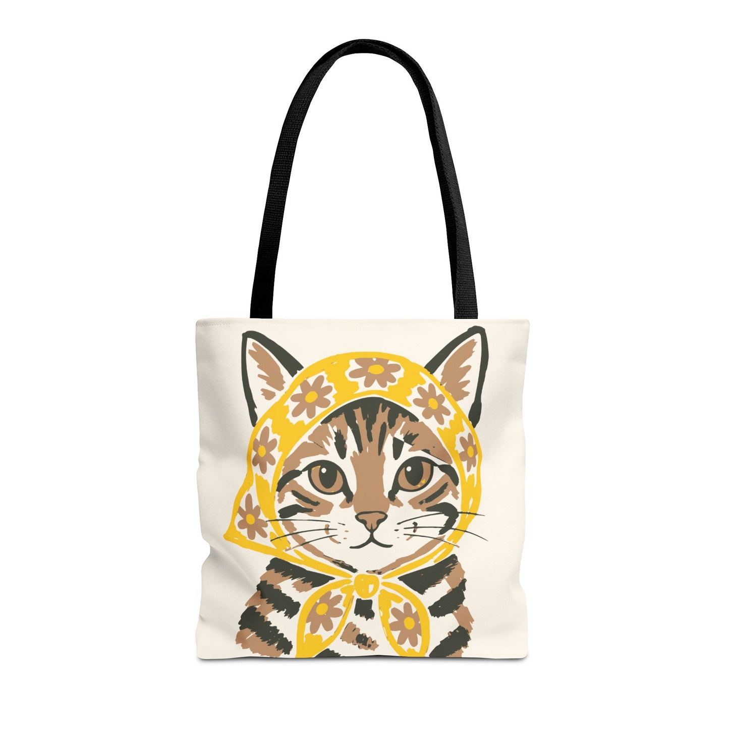 Babushka Cat, Tabby Cat Tote Bag (AOP)