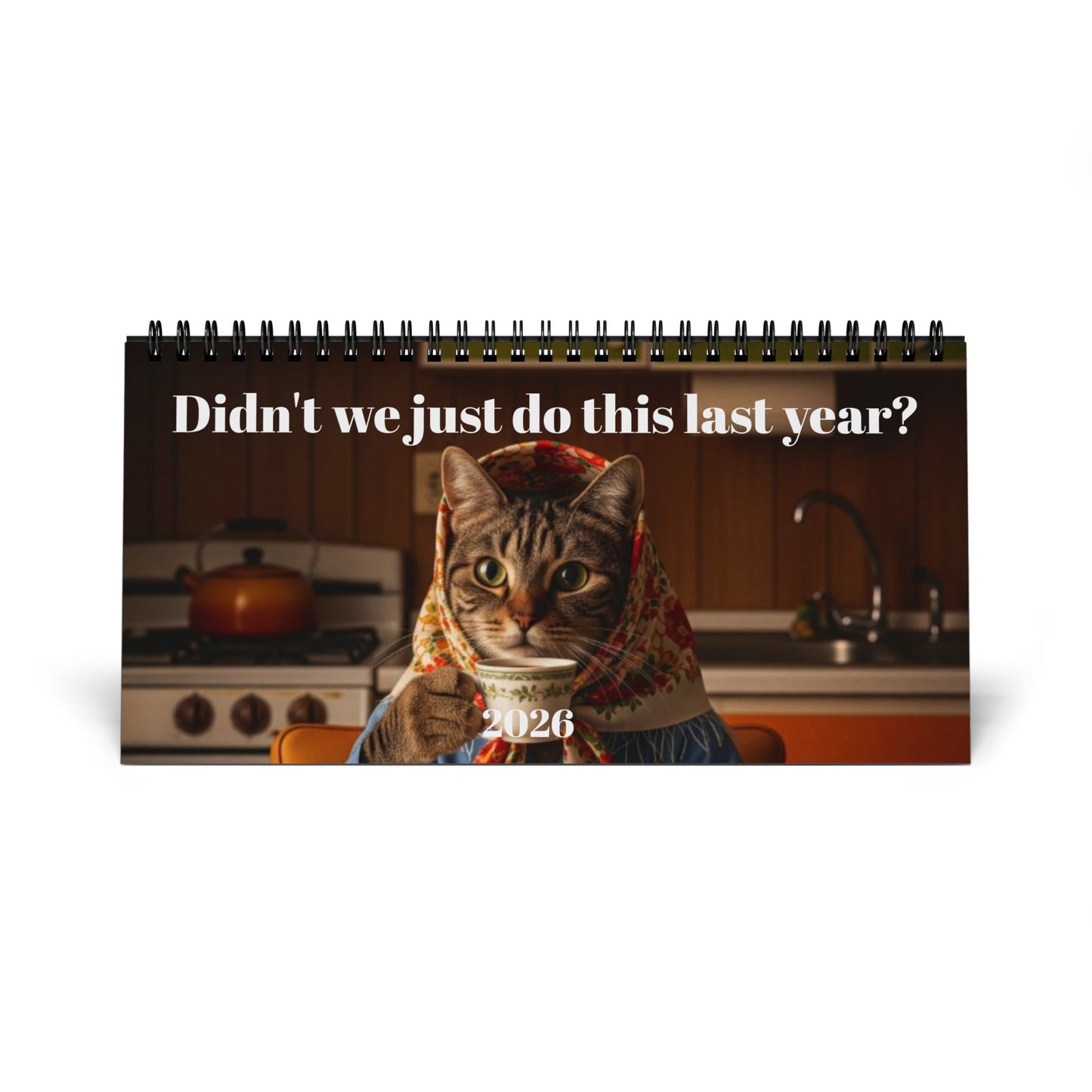 Babushka Cat Desktop Calendar (2026) Best of Memes Version