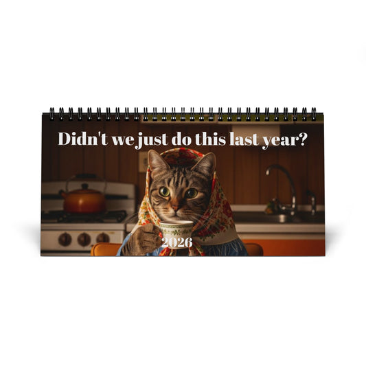 Babushka Cat Desktop Calendar (2026) Best of Memes Version