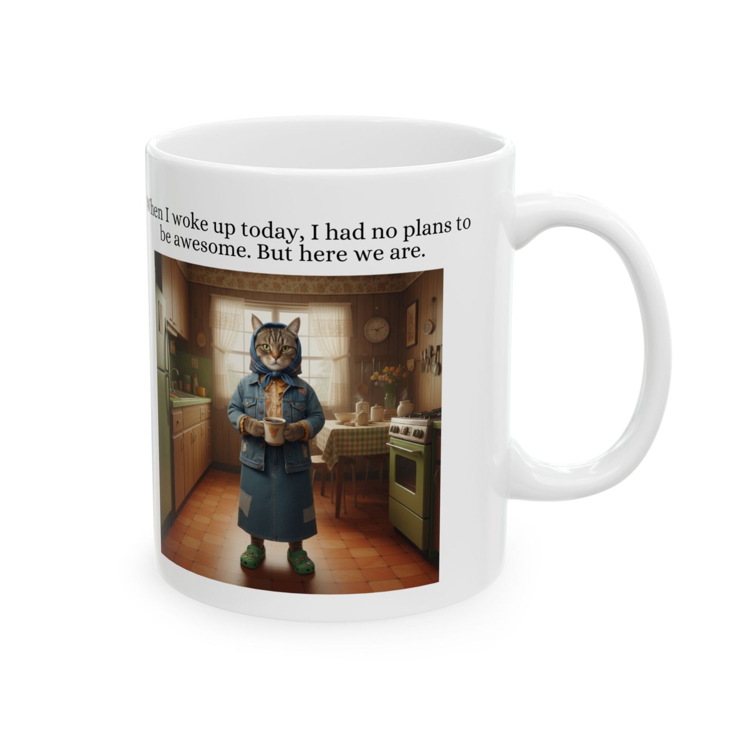 Babushka Cat Awesome Today Cat Humor Ceramic Mug