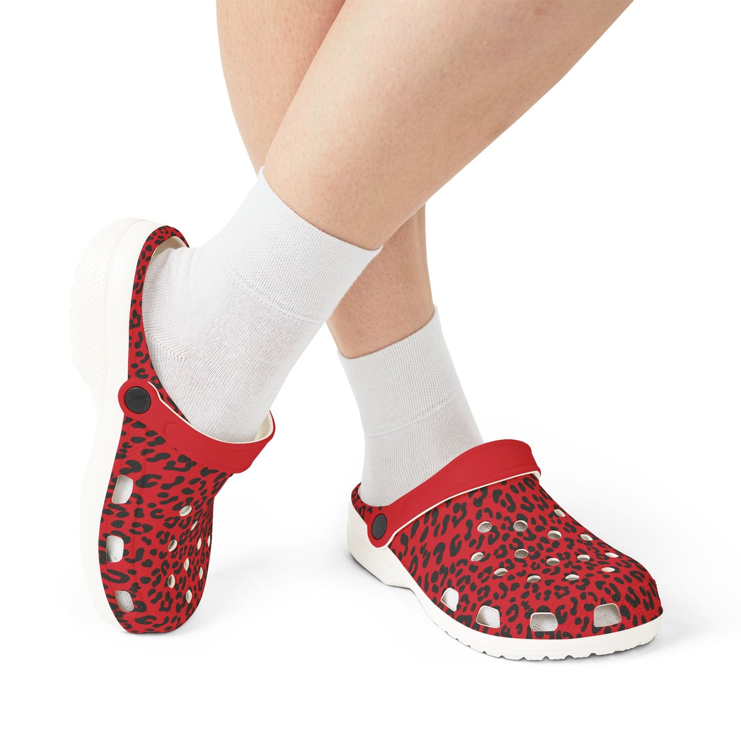 Red and Black Cheetah Granny Gliders EVA Foam Rubber Shoes