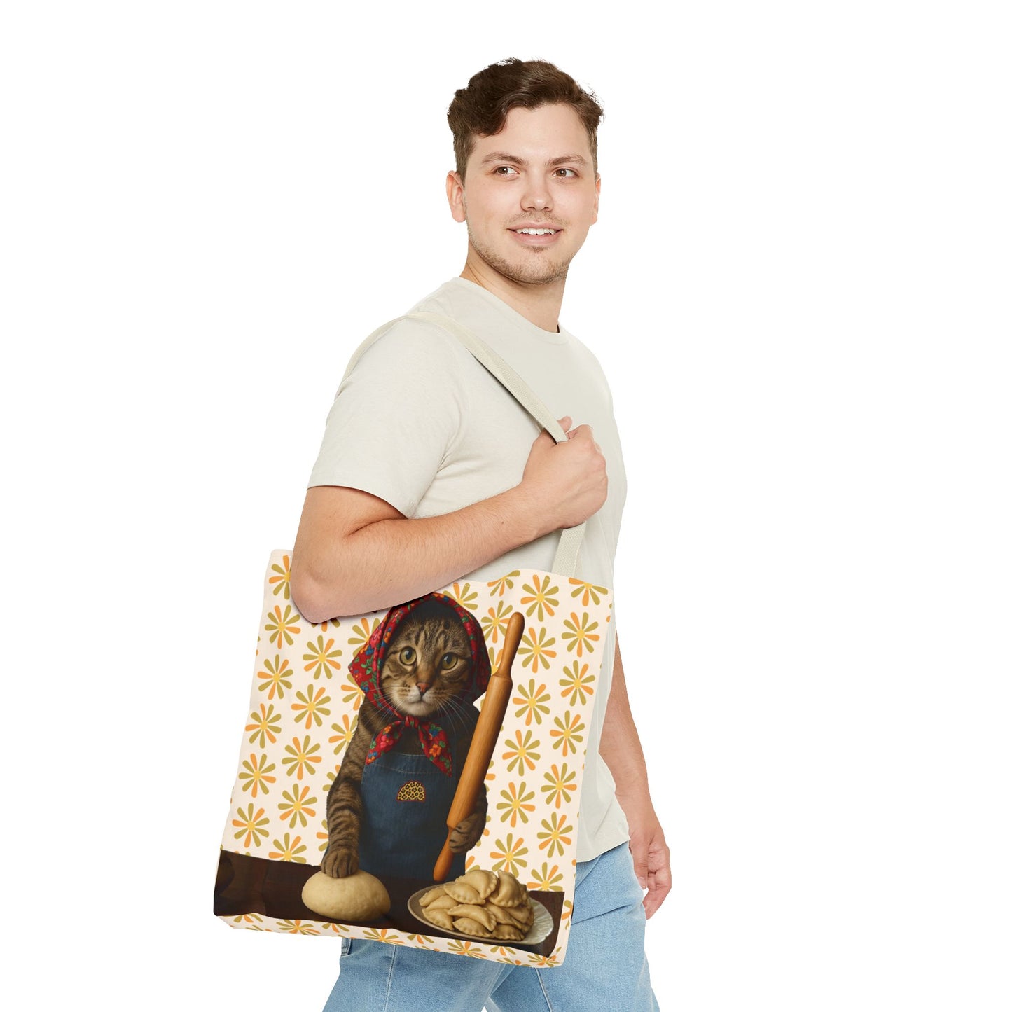 Babushka Cat ™ Adorable Polish Theme Tote Bag (AOP), Pierogi Gifts