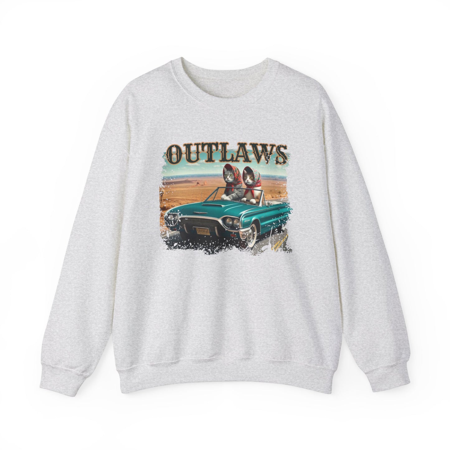 Babushka Cat Outlaws Unisex Heavy Blend™ Crewneck Sweatshirt