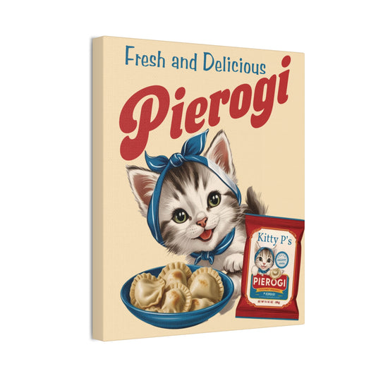 Vintage Style Kitten Pierogi Ad, Kitschy Kitten Art