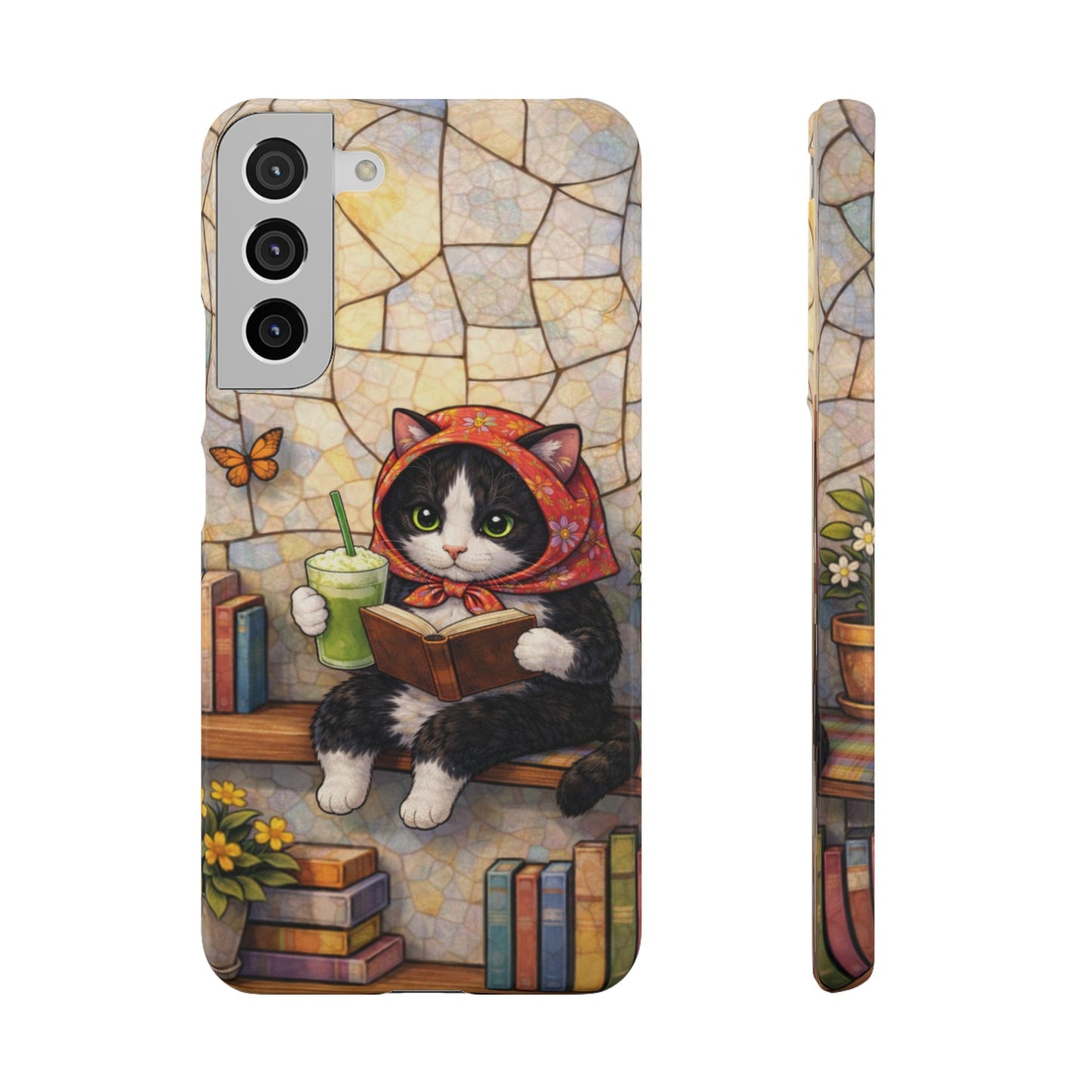 Babushka Cat Reads, Tuxedo Cat Literary Snap Phone Case