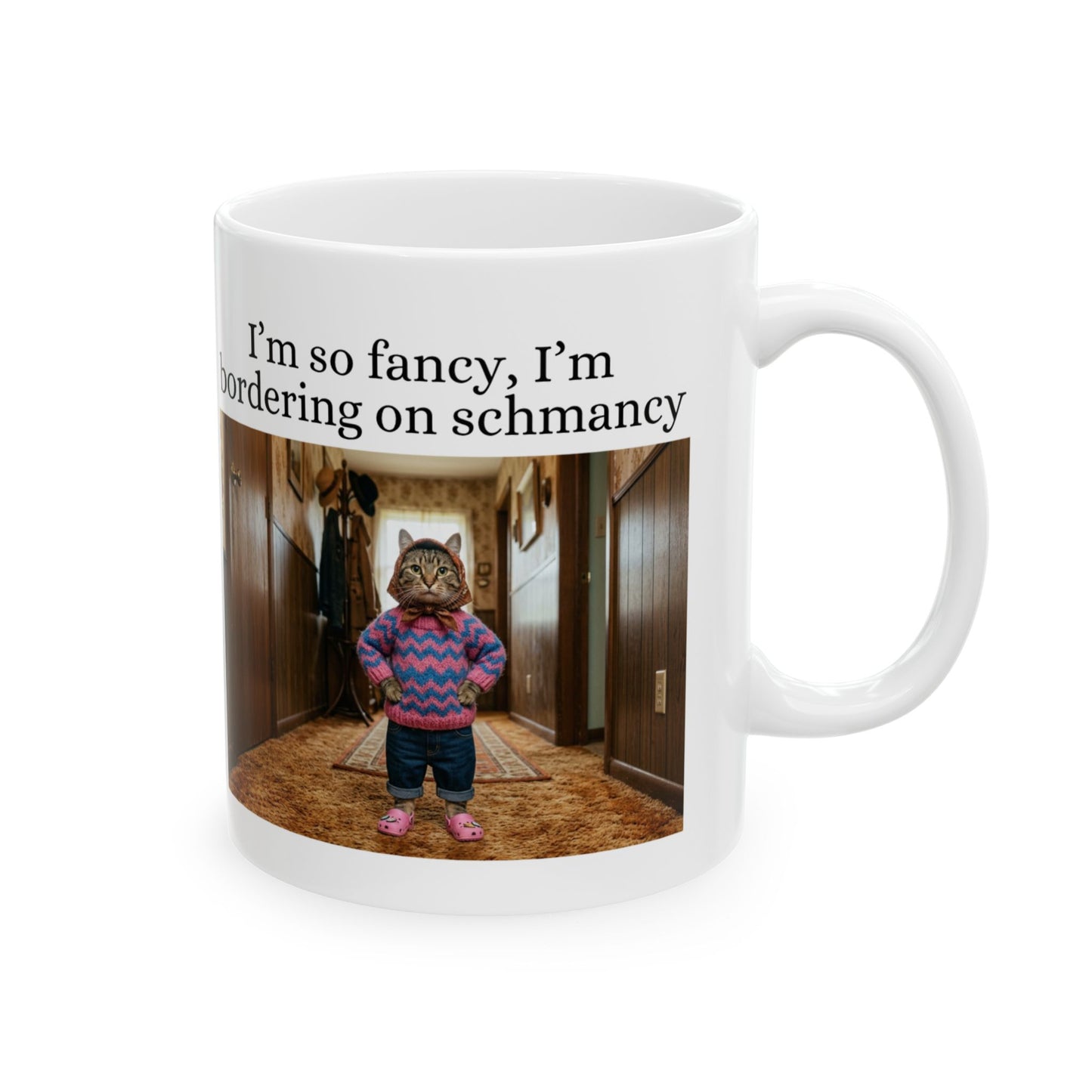 Babushka Cat Fancy Schmancy Ceramic Mug, (11oz, 15oz)