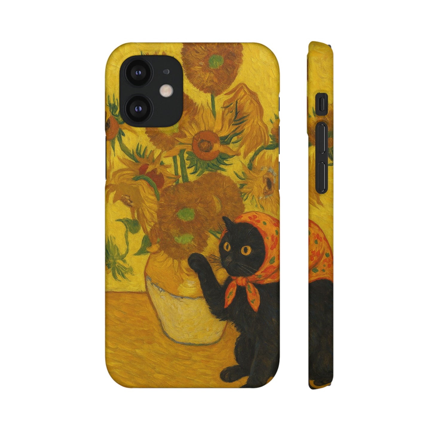 Babushka Cat Van Gogh Sunflowers Snap Phone Case