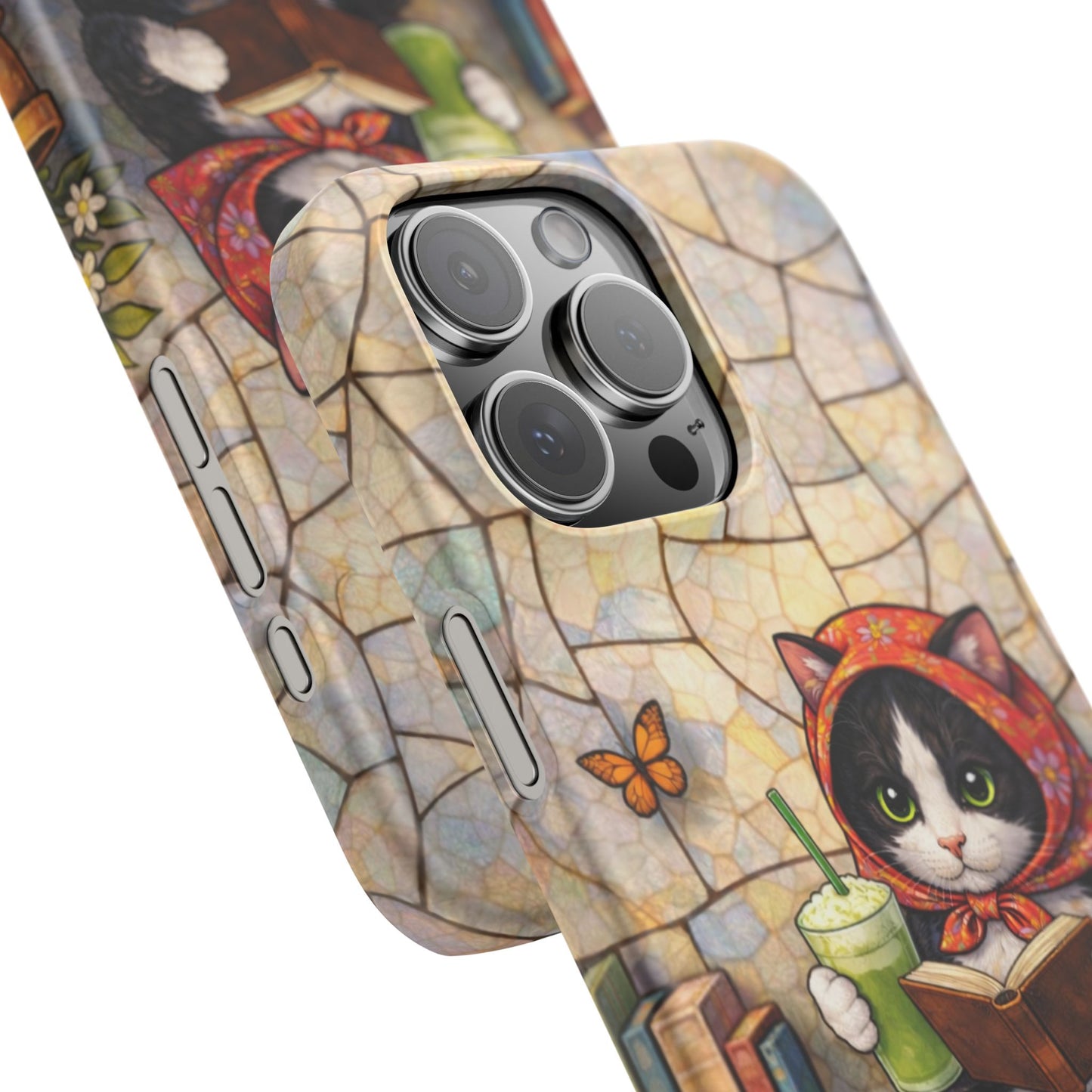 Babushka Cat Reads, Tuxedo Cat Literary Snap Phone Case