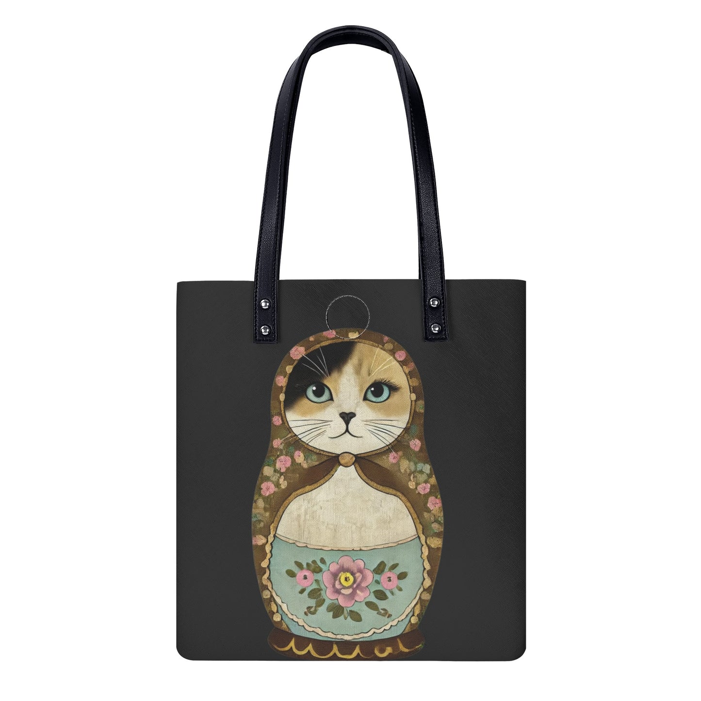 Catroyshka Cat PU Leather Handbag for Kitschy Cat Lovers