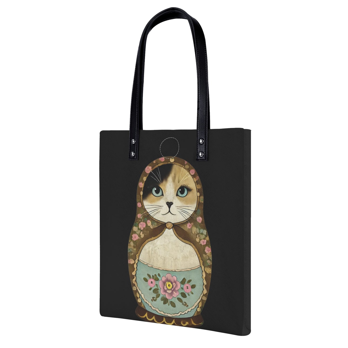 Catroyshka Cat PU Leather Handbag for Kitschy Cat Lovers