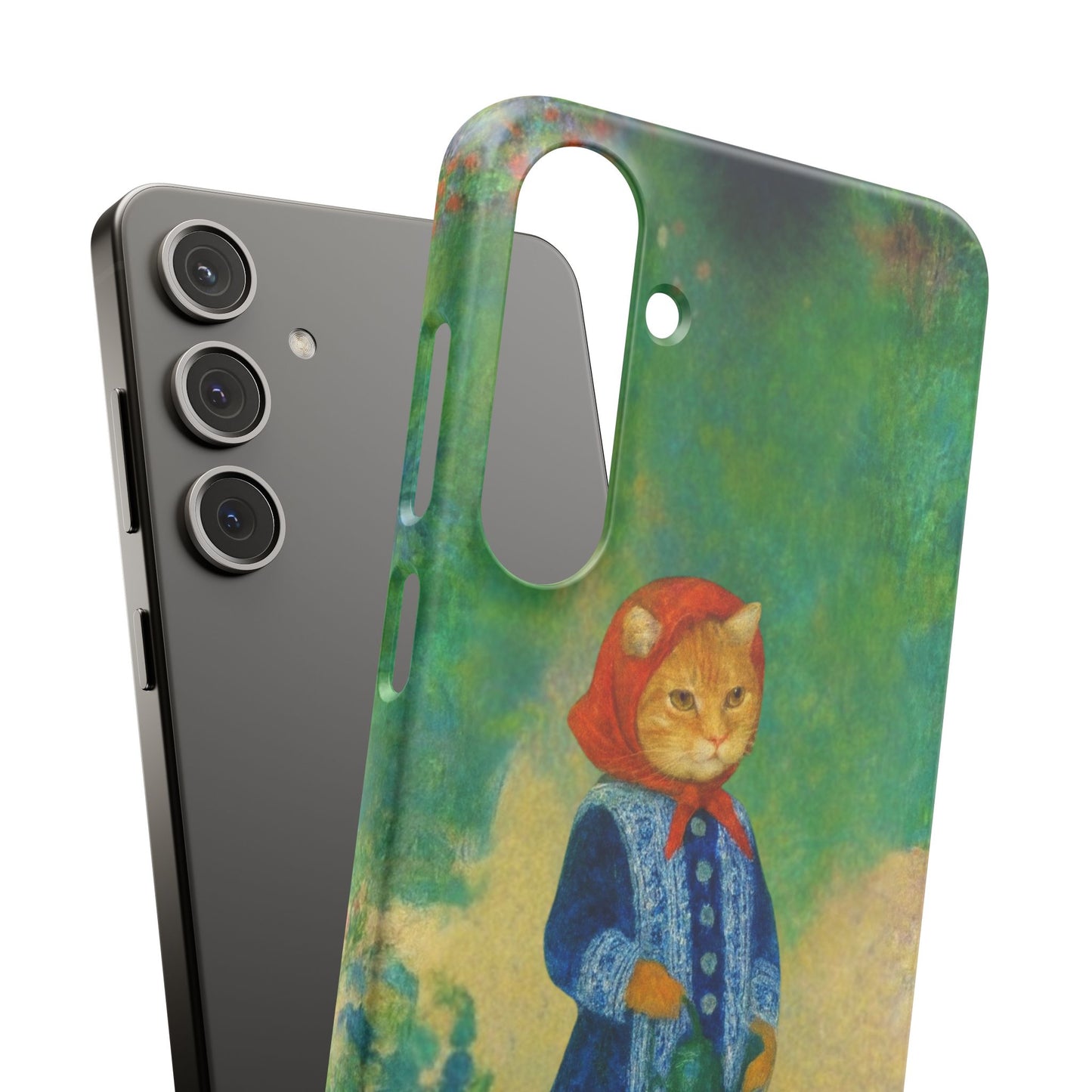 Babushka Cat With a Watering Can x Renoir Funny Art  Slim Phone Case