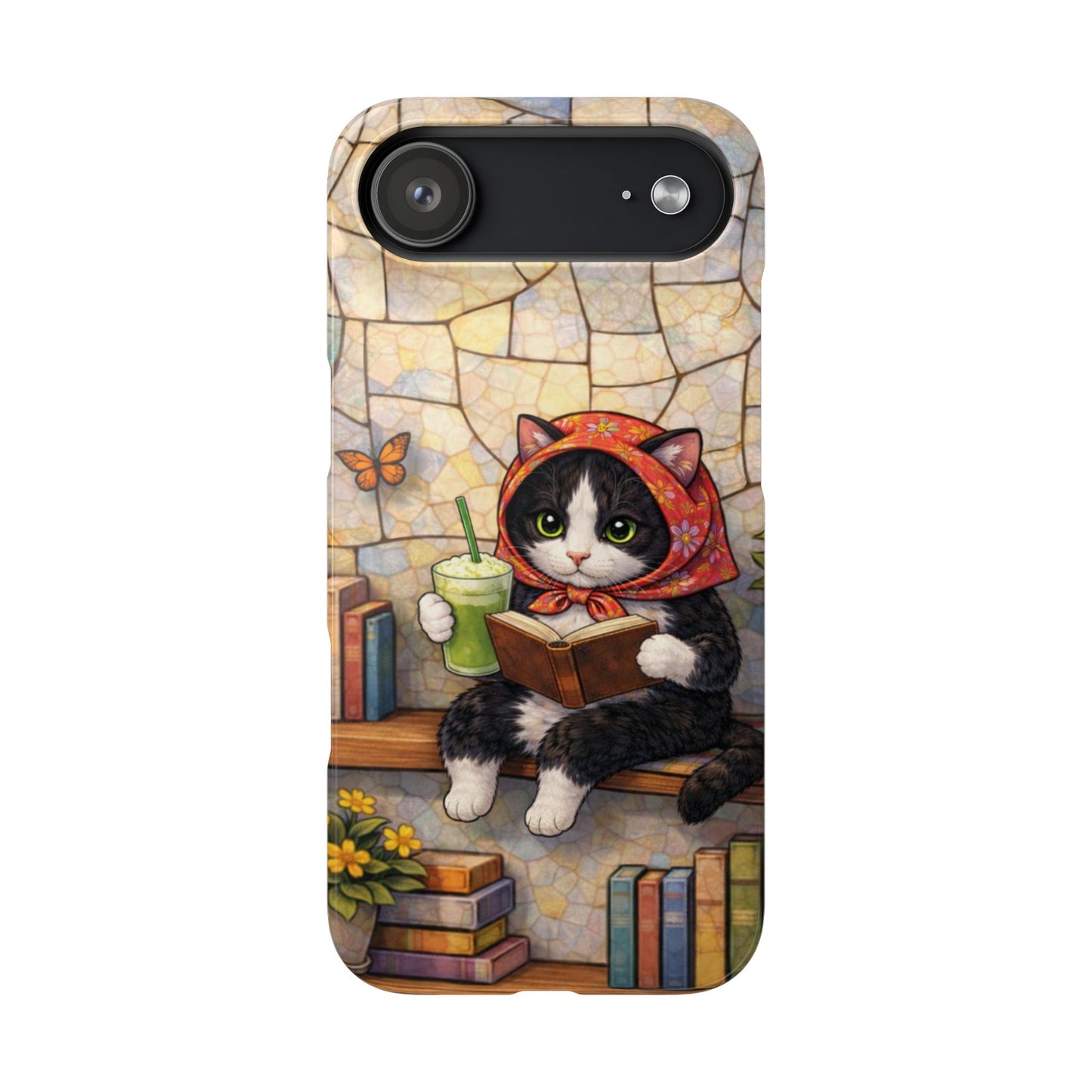 Babushka Cat Reads, Tuxedo Cat Literary Snap Phone Case