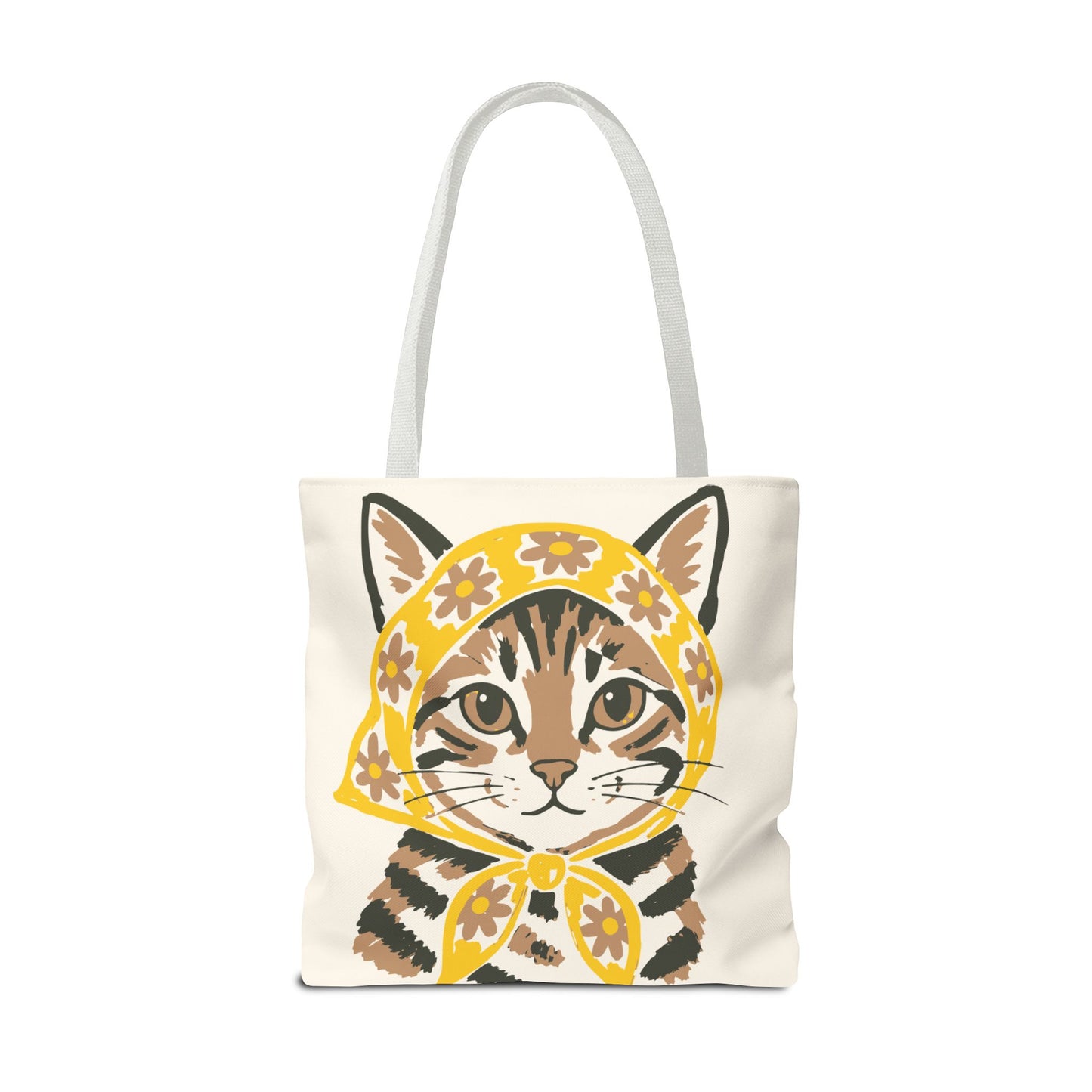 Babushka Cat, Tabby Cat Tote Bag (AOP)