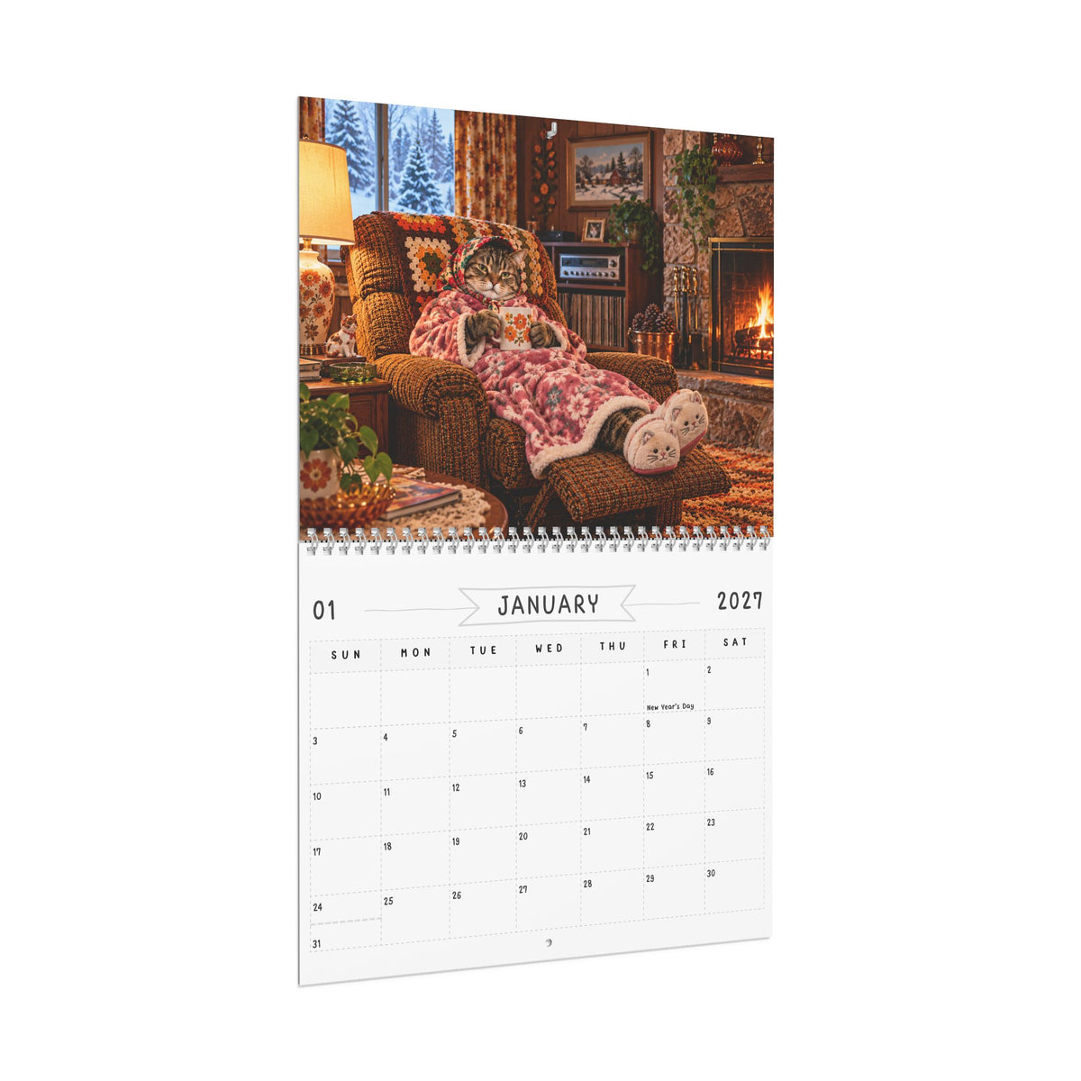 Babushka Cat Scenes (Not memes) 2027 Wall Calendar (2 Sizes)