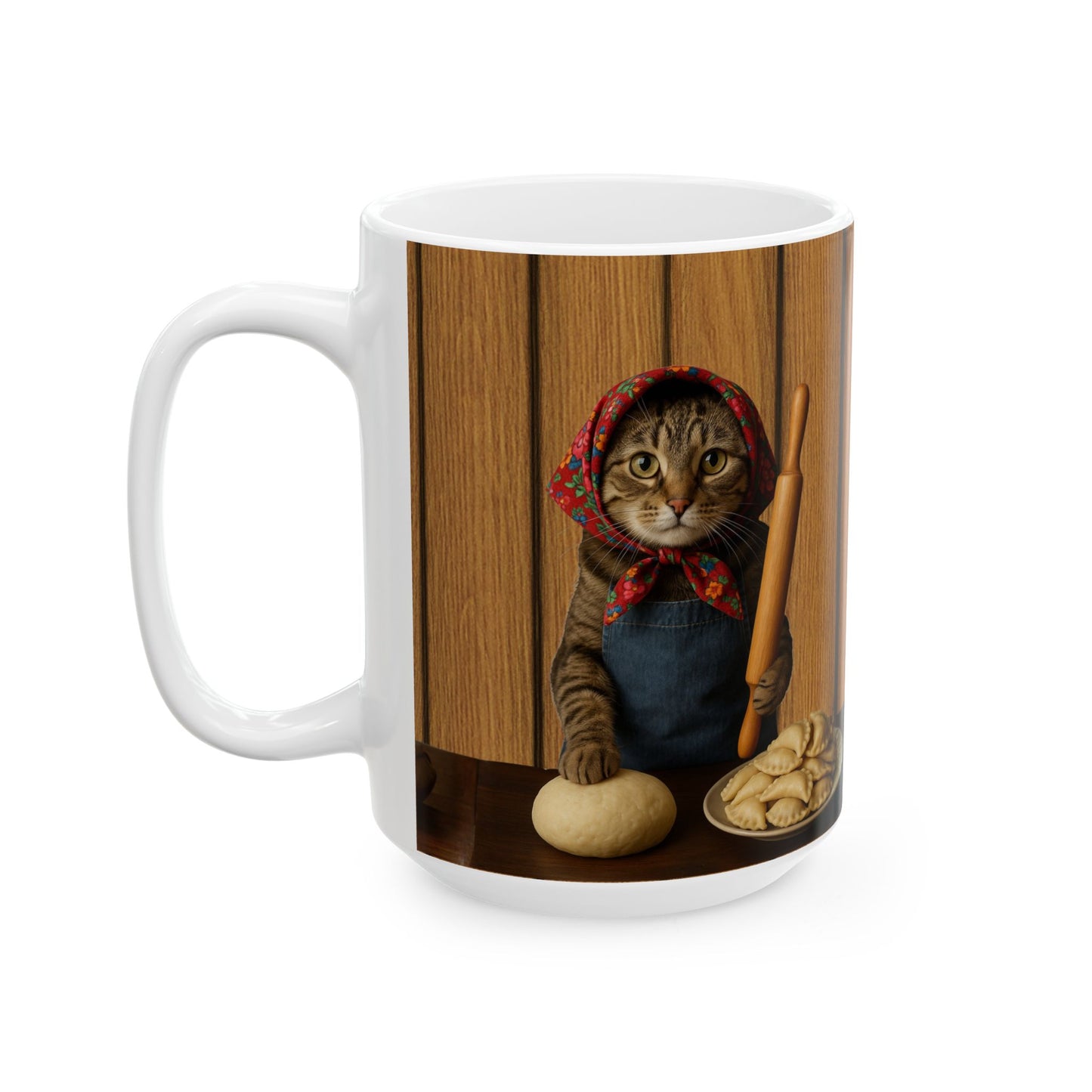 Babushka Cat Pierogi Cat Humor Ceramic Mug