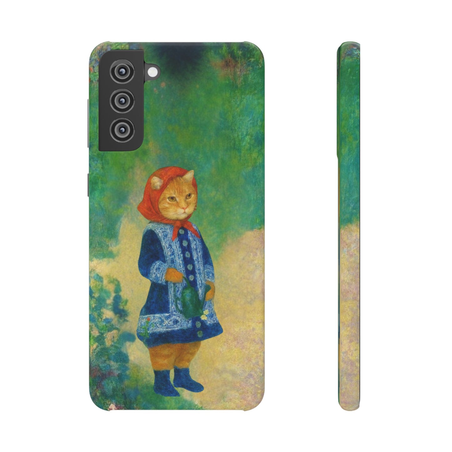 Babushka Cat With a Watering Can x Renoir Funny Art  Slim Phone Case