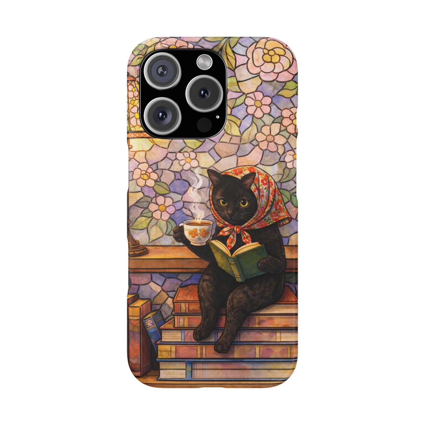 Babushka Cat Reads Artistic Literary Snap Phone Cases