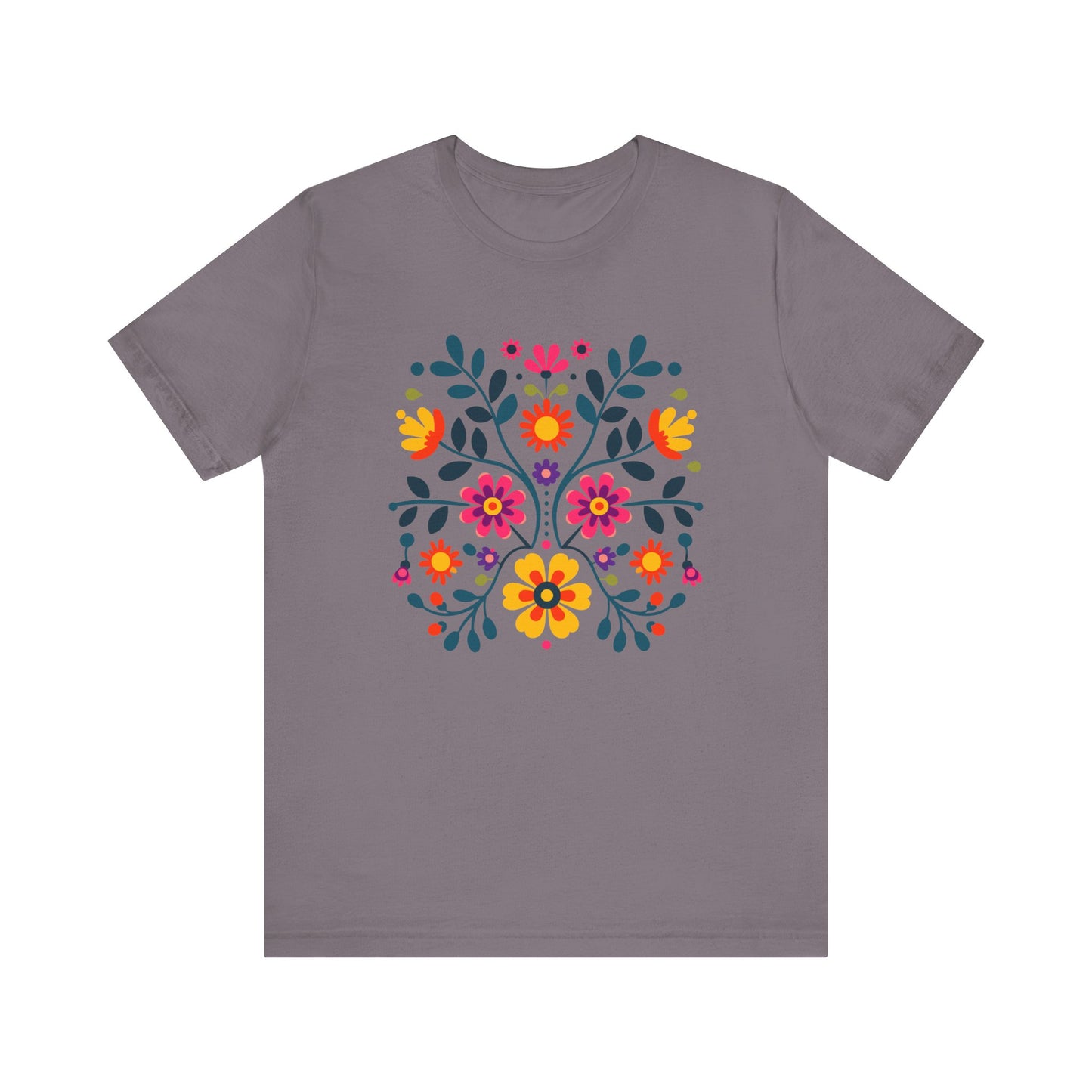 Folk Art Wycinanki Themey Crewneck  Tee - Polish Floral Lovers