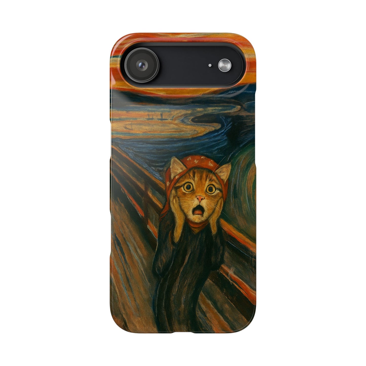 Babushka Cat x Edvard Munch The Scream Parody Art Snap Case