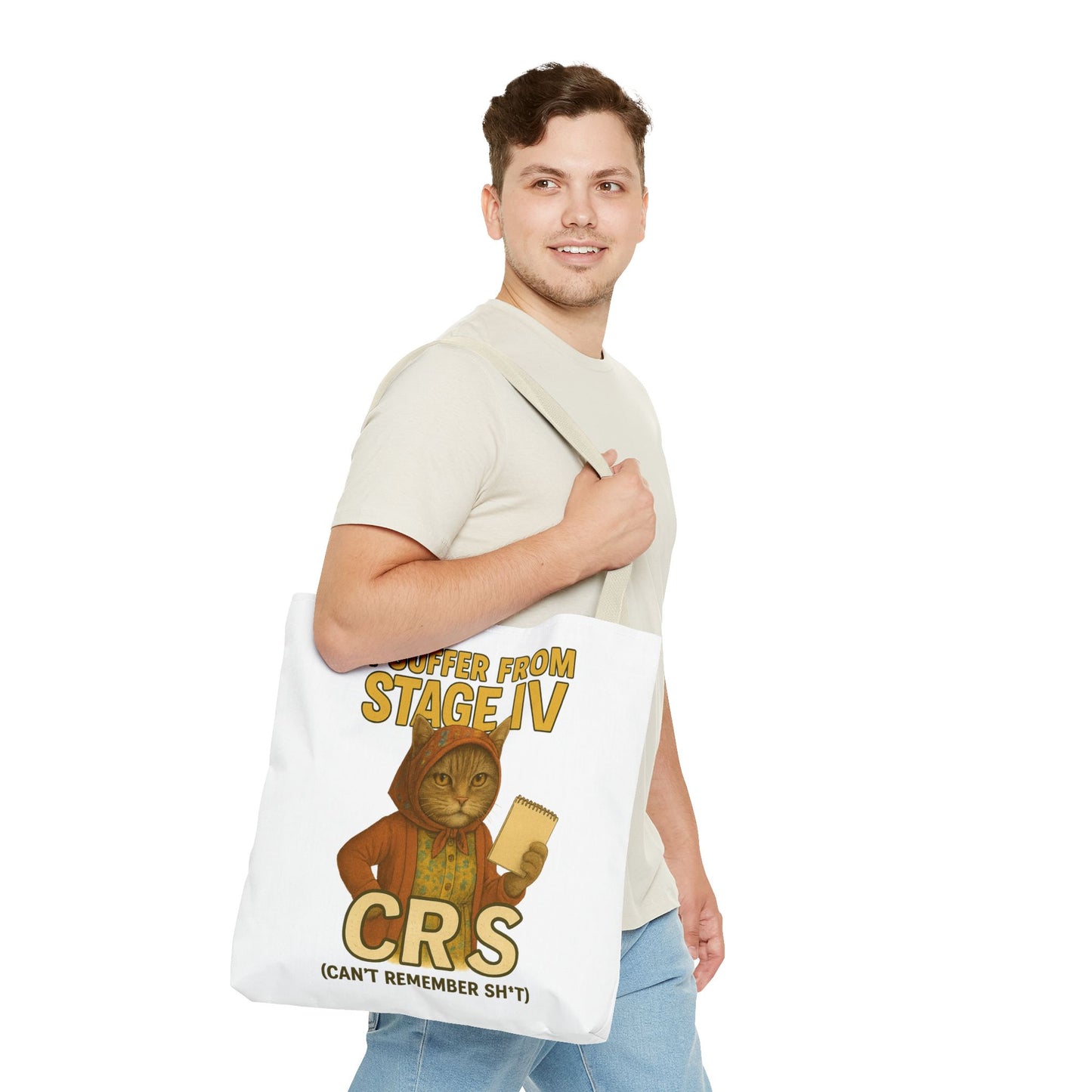 Babushka Cat Tote Bag, Aging Humor for Cat Lovers