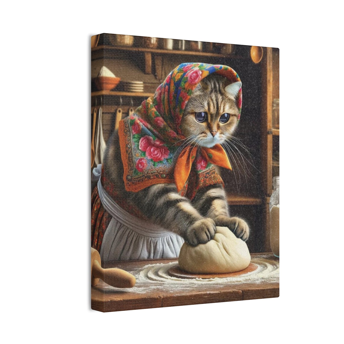 Babushka Cat Kneads Cat Wall Art