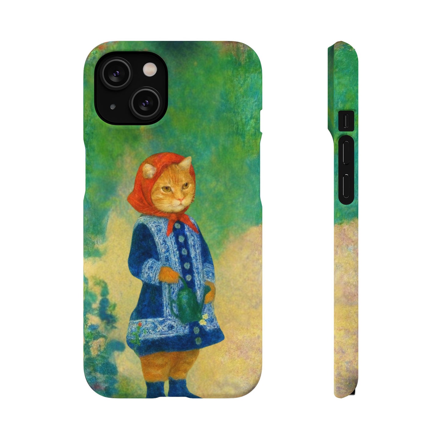 Babushka Cat With a Watering Can x Renoir Funny Art  Slim Phone Case