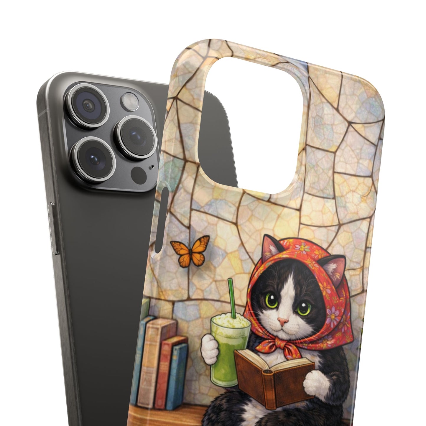 Babushka Cat Reads, Tuxedo Cat Literary Snap Phone Case